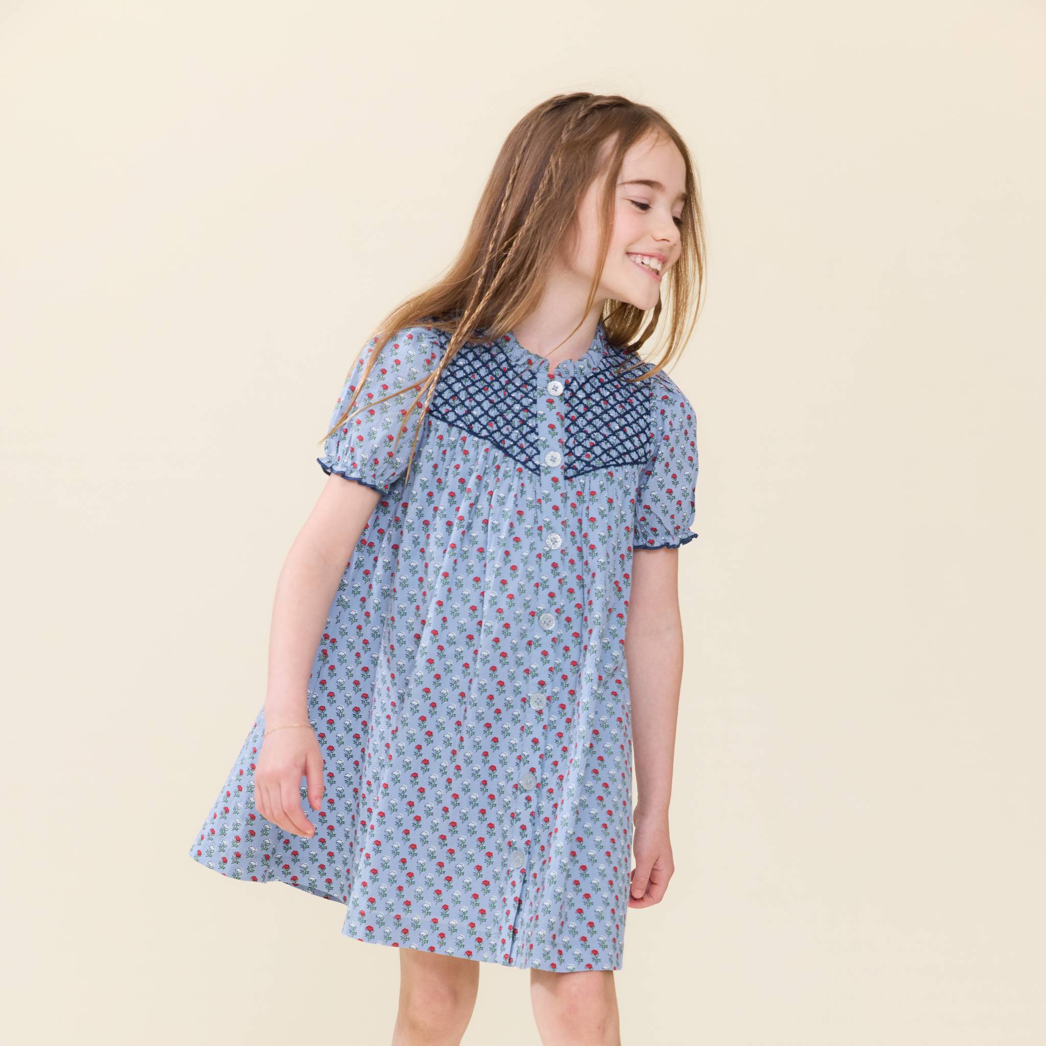 Pink Chicken Lucia Dress, Light Blue Carnation
