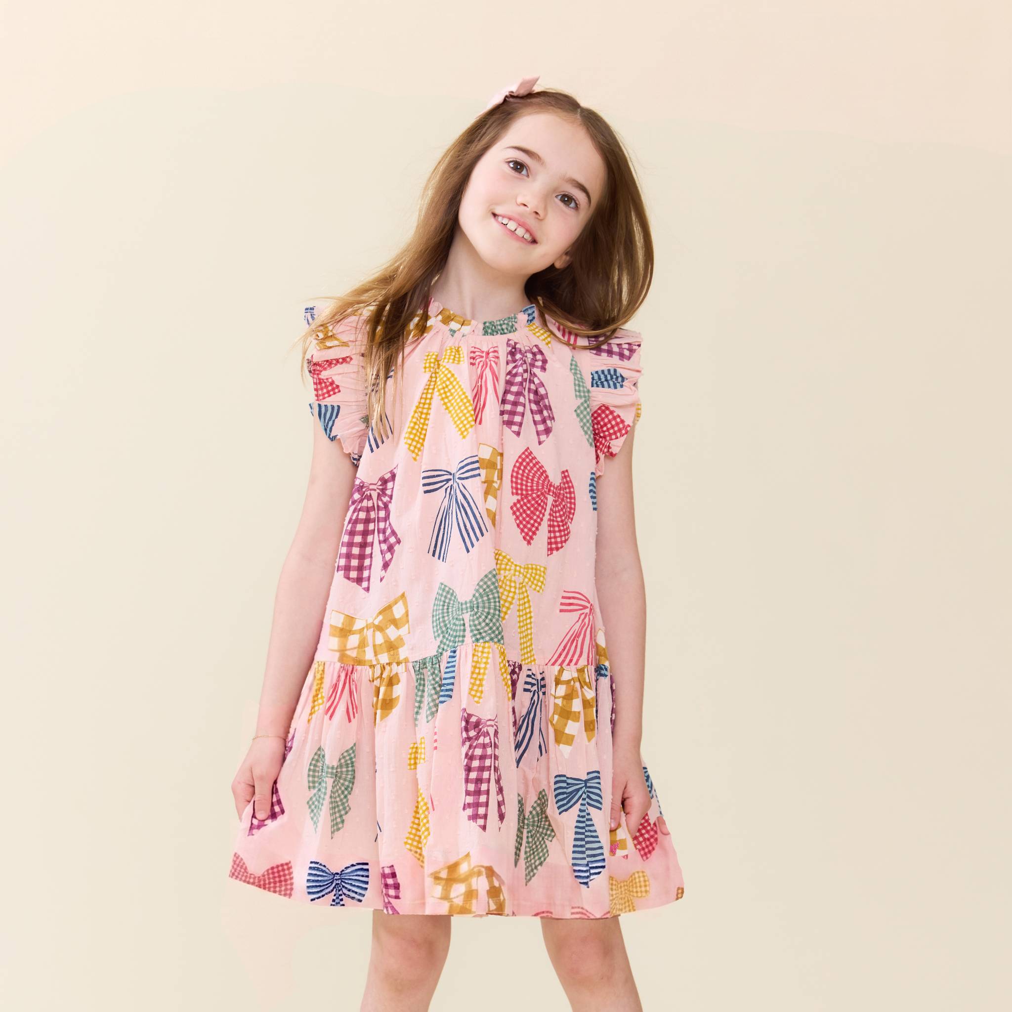 Pink Chicken Harper Dress, Patterned Bows