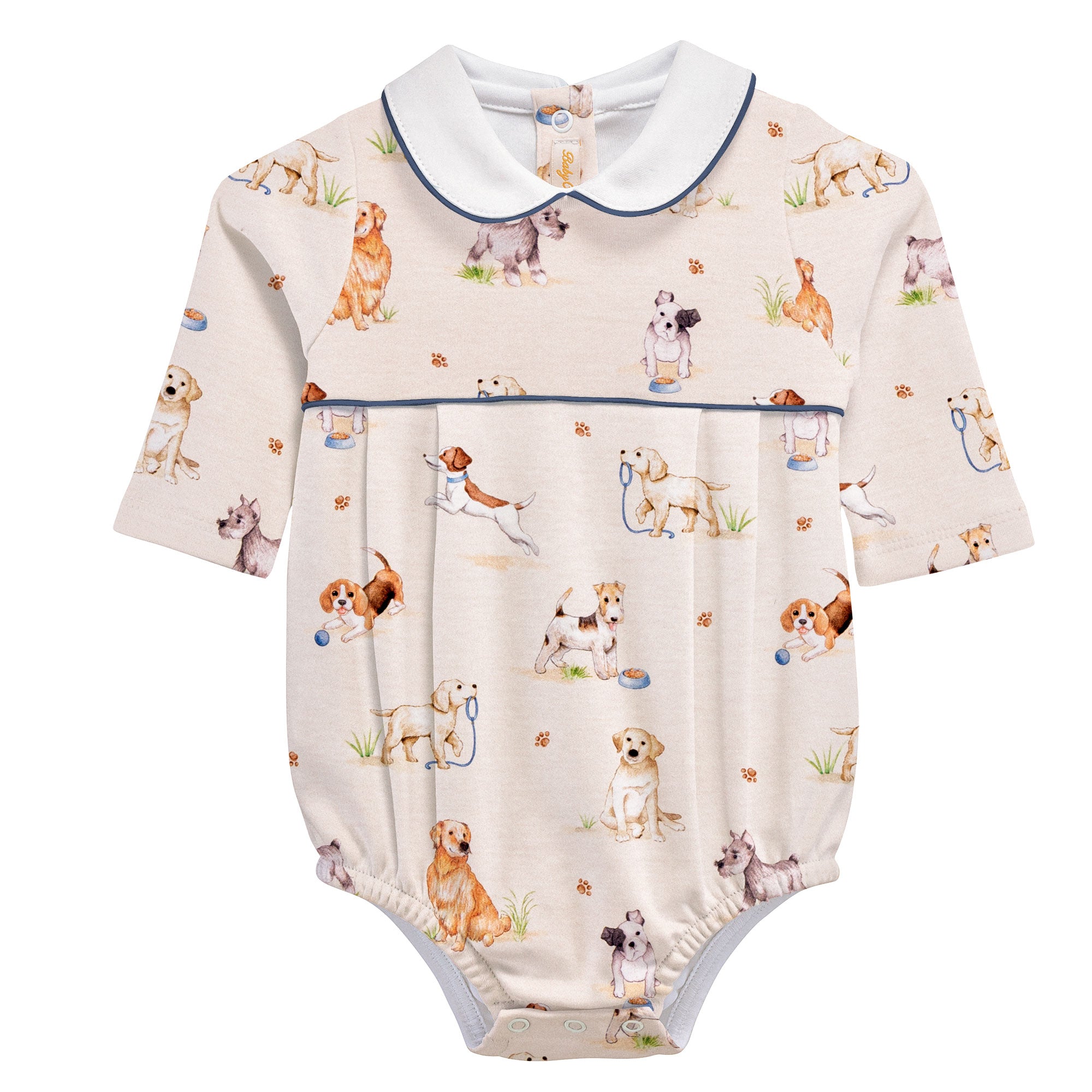 Baby Club Chic Dog Days Printed Collared Bubble