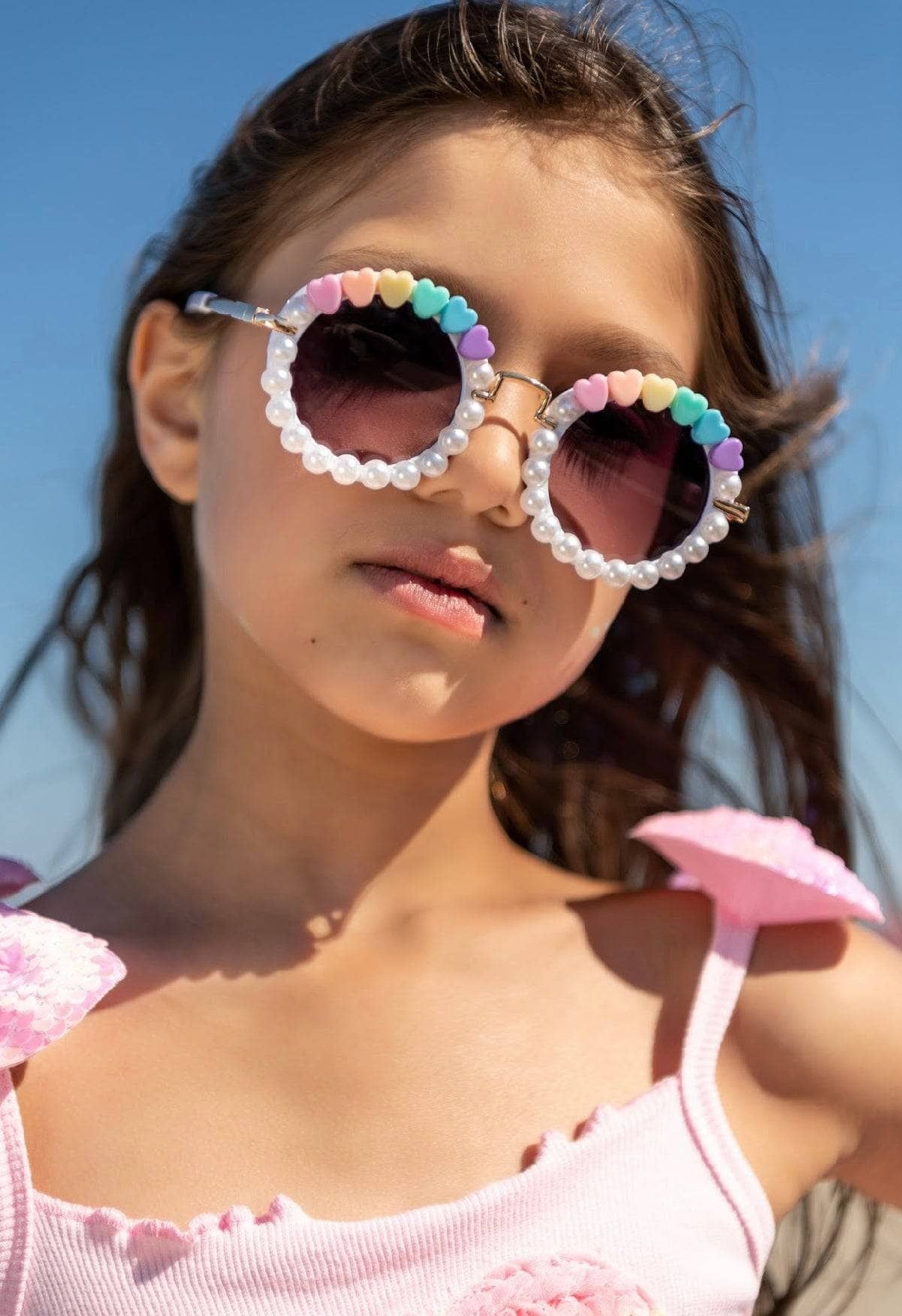 Lola & The Boys Beaded Pearl Sunglasses