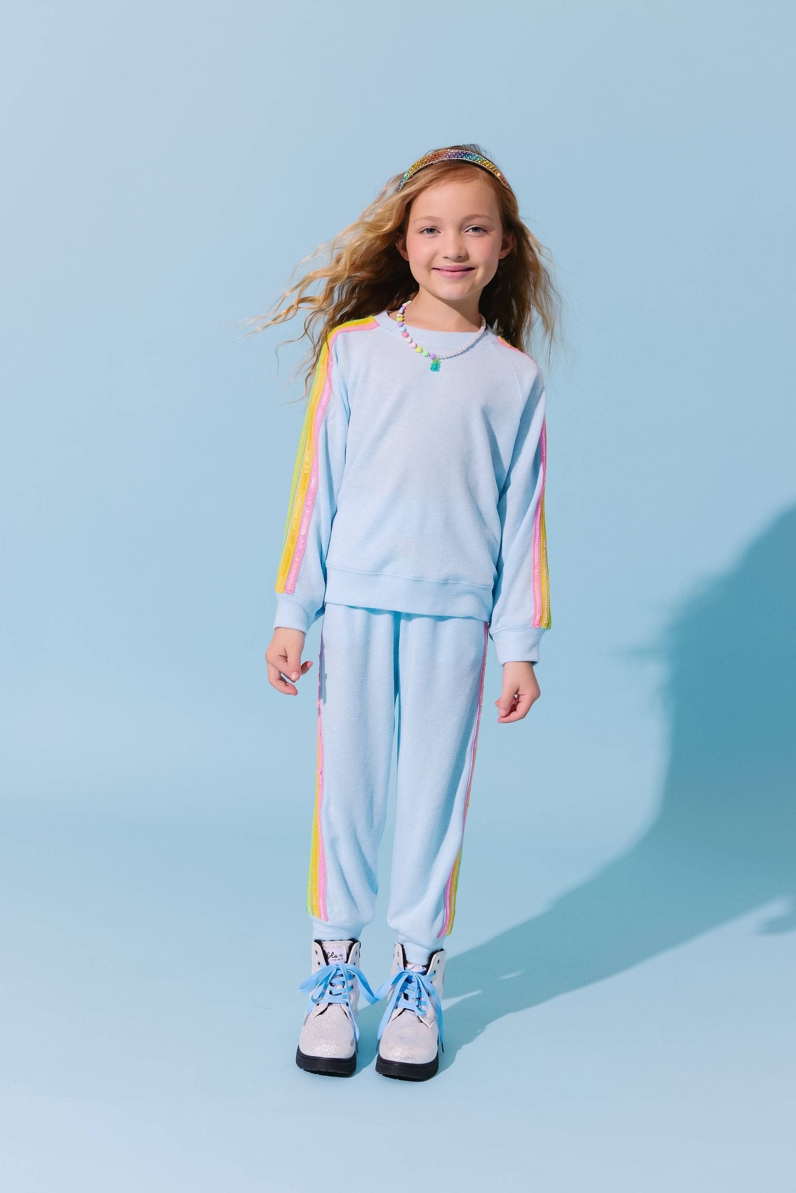 Lola & The Boys Blue Rainbow Sequin Set
