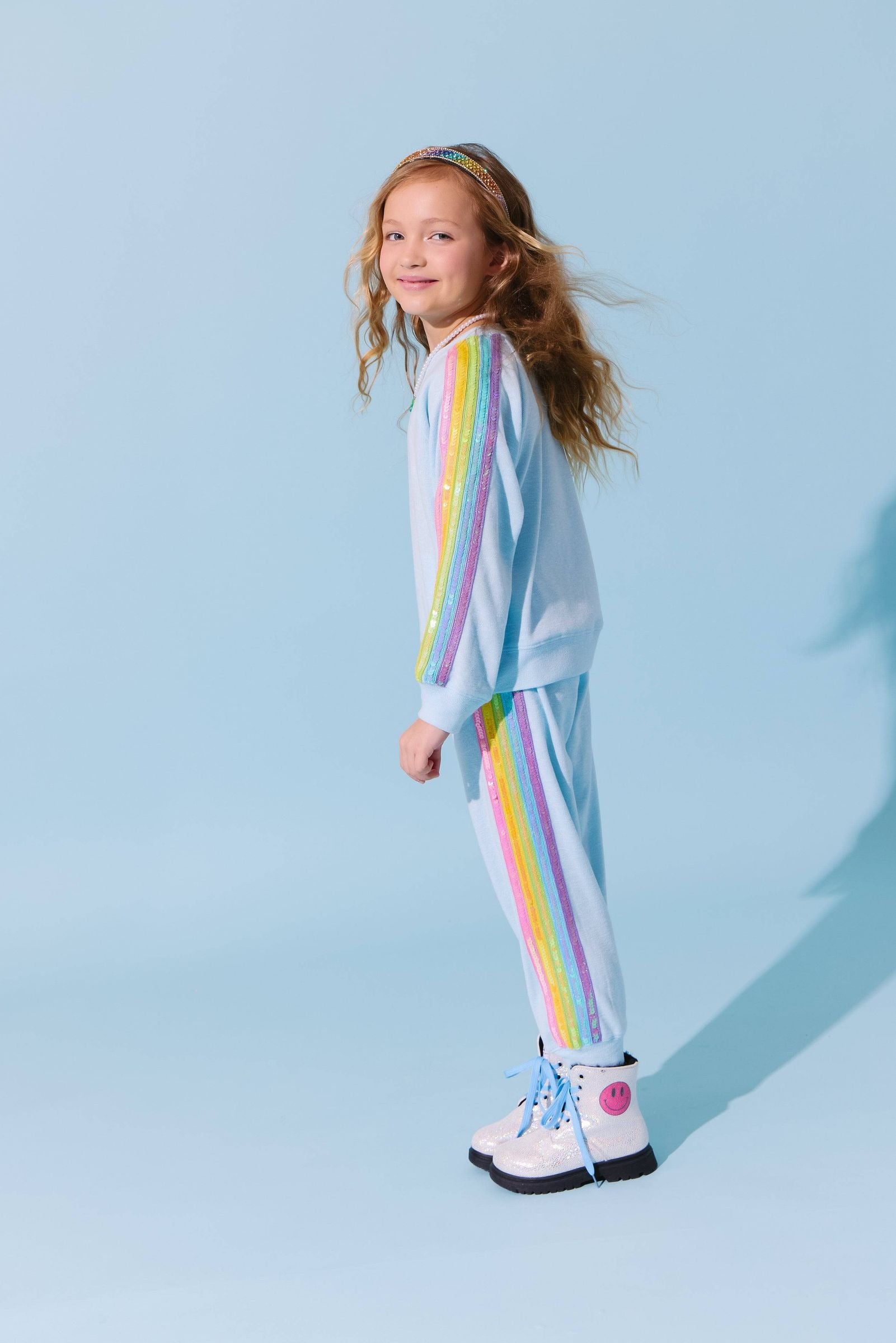Lola & The Boys Blue Rainbow Sequin Set