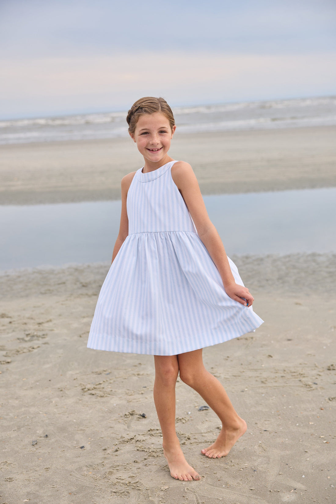 Little English Bow Back Annie Dress, Savannah Stripe
