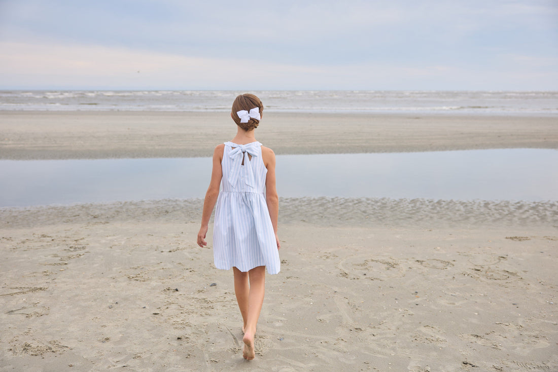 Little English Bow Back Annie Dress, Savannah Stripe