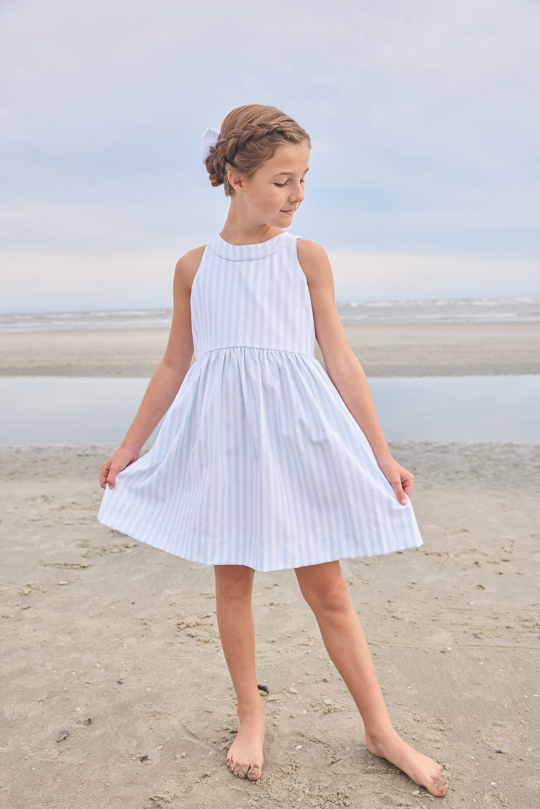 Little English Bow Back Annie Dress, Savannah Stripe