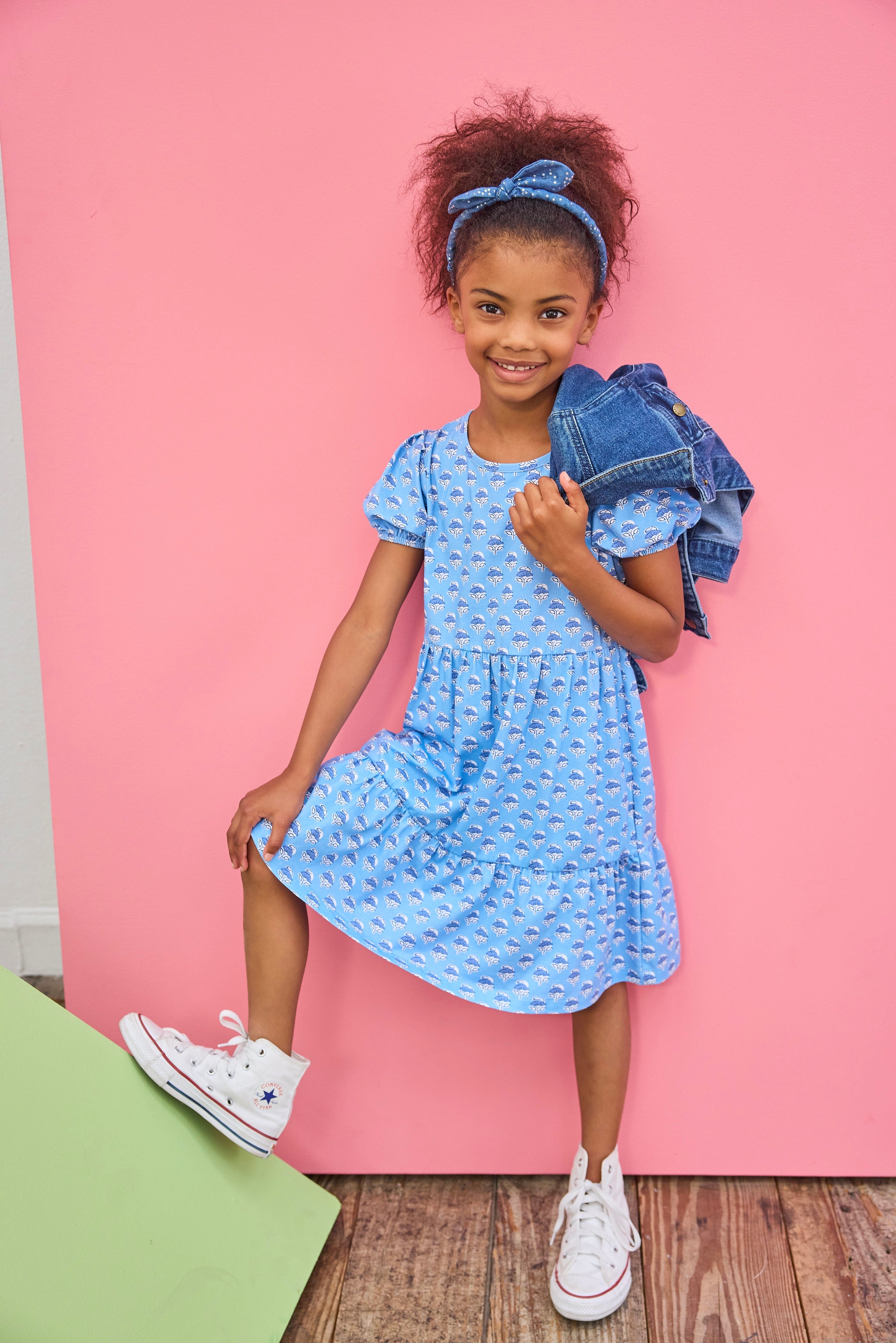 Bisby Smita Dress, Cornflower Block Print