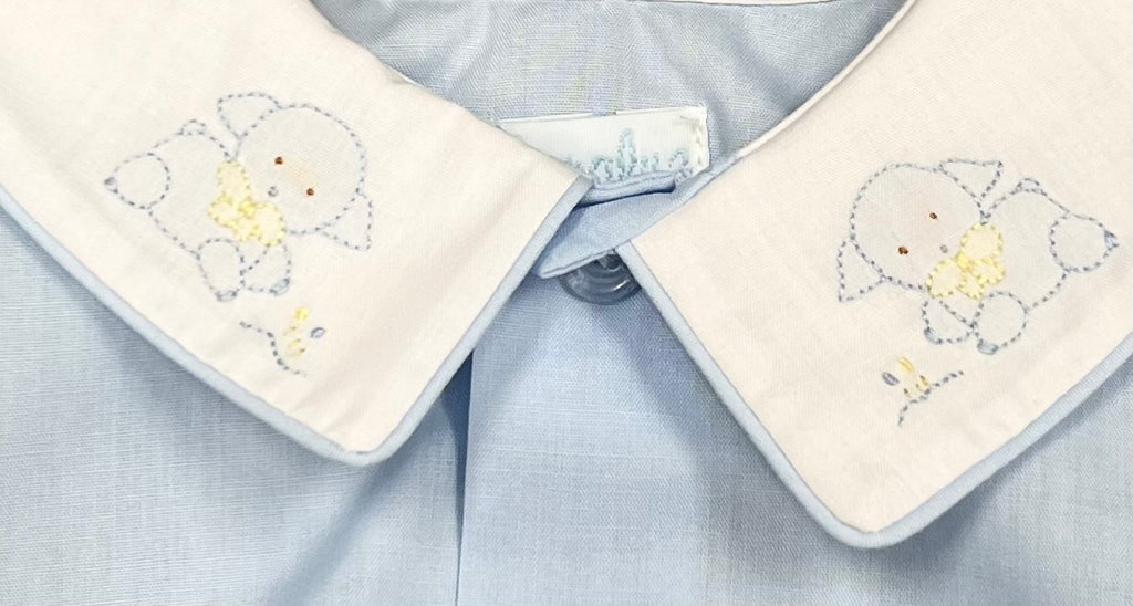 Auraluz Blue Bubble with Tiny Lamb Embroidery on Collar