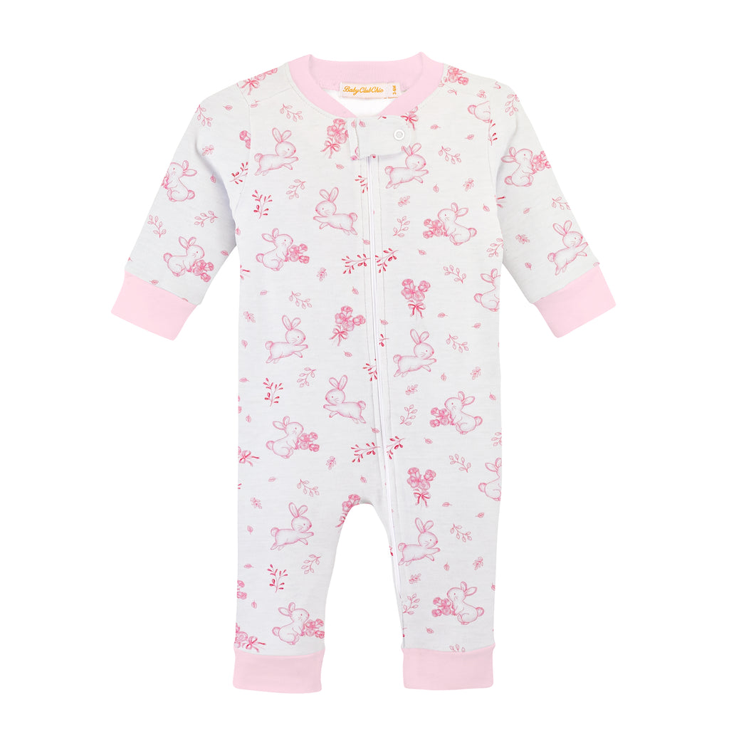 Baby Club Chic Baby Bunnies Pink Coverall