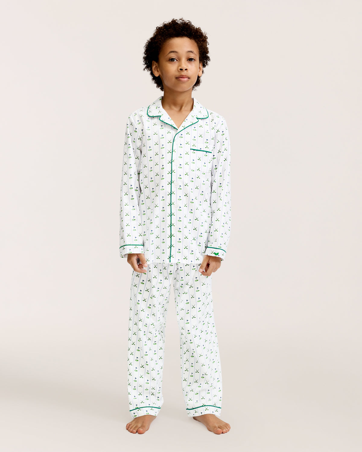 Petite Plume Twill Pajama Set, Fairway Stripe