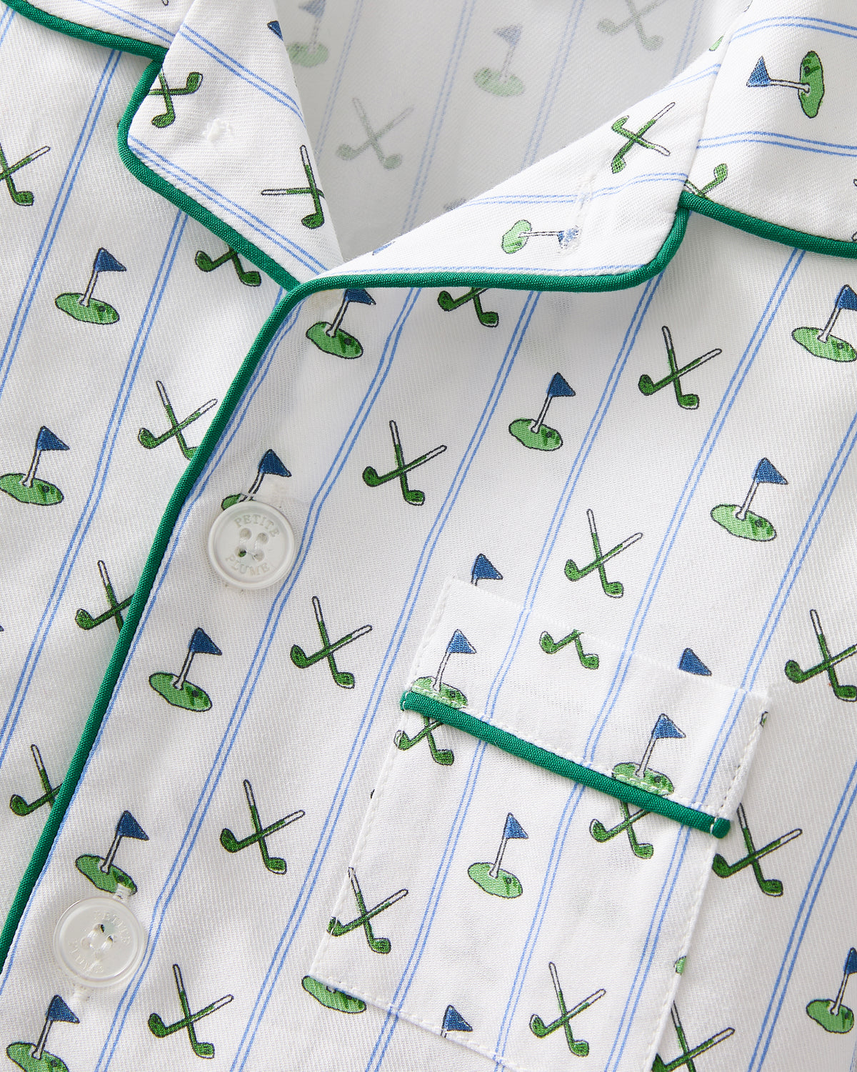 Petite Plume Twill Pajama Set, Fairway Stripe