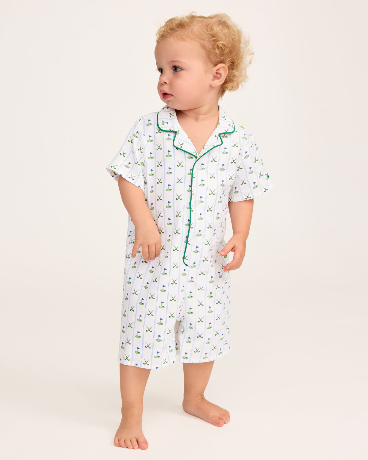 Petite Plume Twill Summer Romper, Fairway Stripe