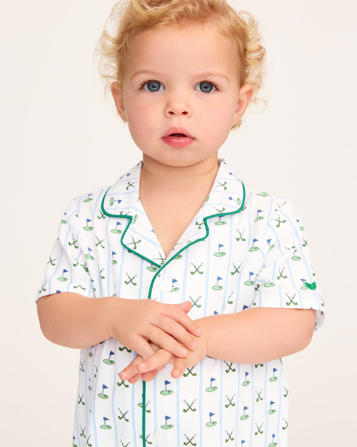 Petite Plume Twill Summer Romper, Fairway Stripe
