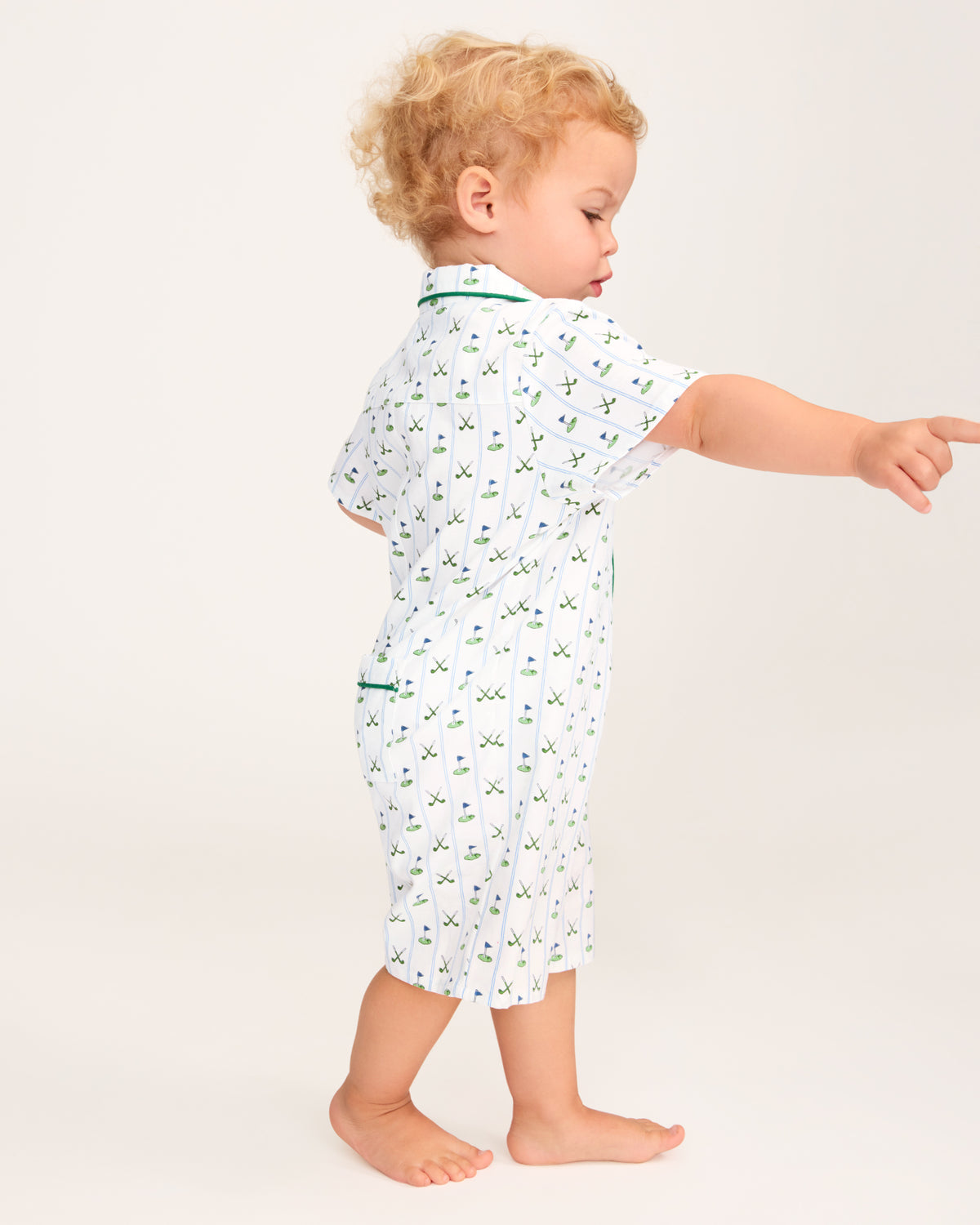 Petite Plume Twill Summer Romper, Fairway Stripe