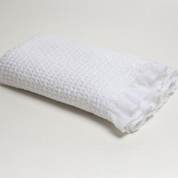 A Soft Idea Stonewashed Puckered Blanket with Dotted Swiss Ruffle - shopnurseryrhymes