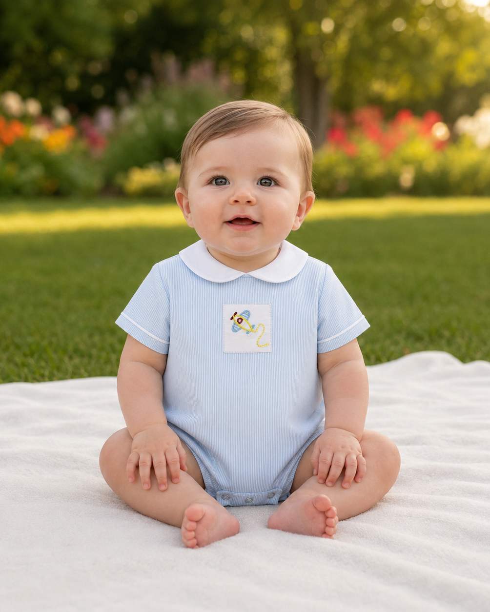 Carriage Boutique Blue Plane Bubble Romper