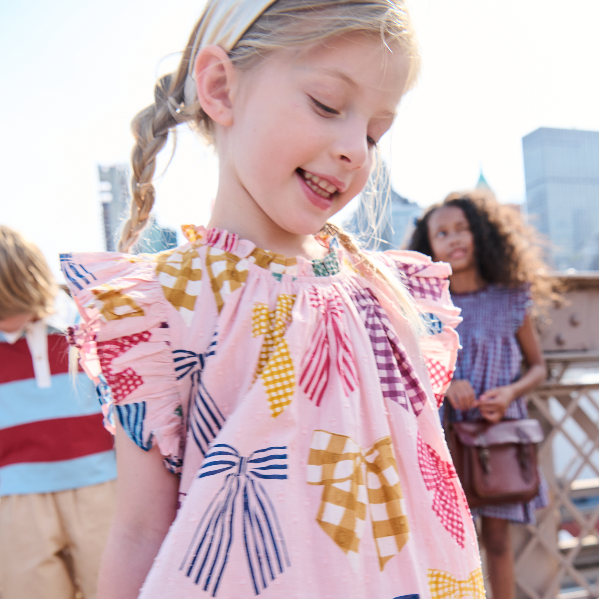 Pink Chicken Harper Dress, Patterned Bows