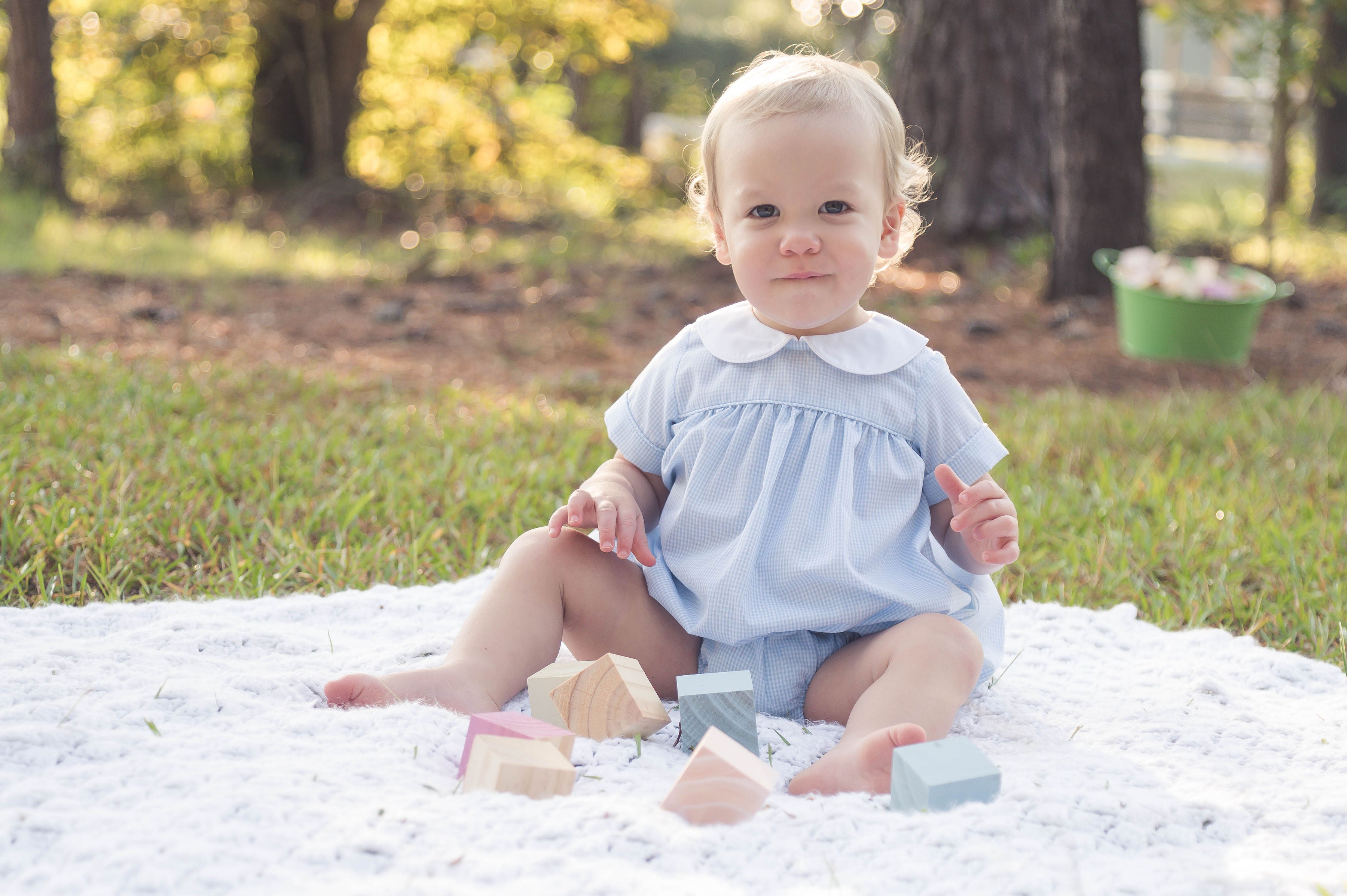 Lullaby Set Covington Bubble, Baker Blue Minigingham