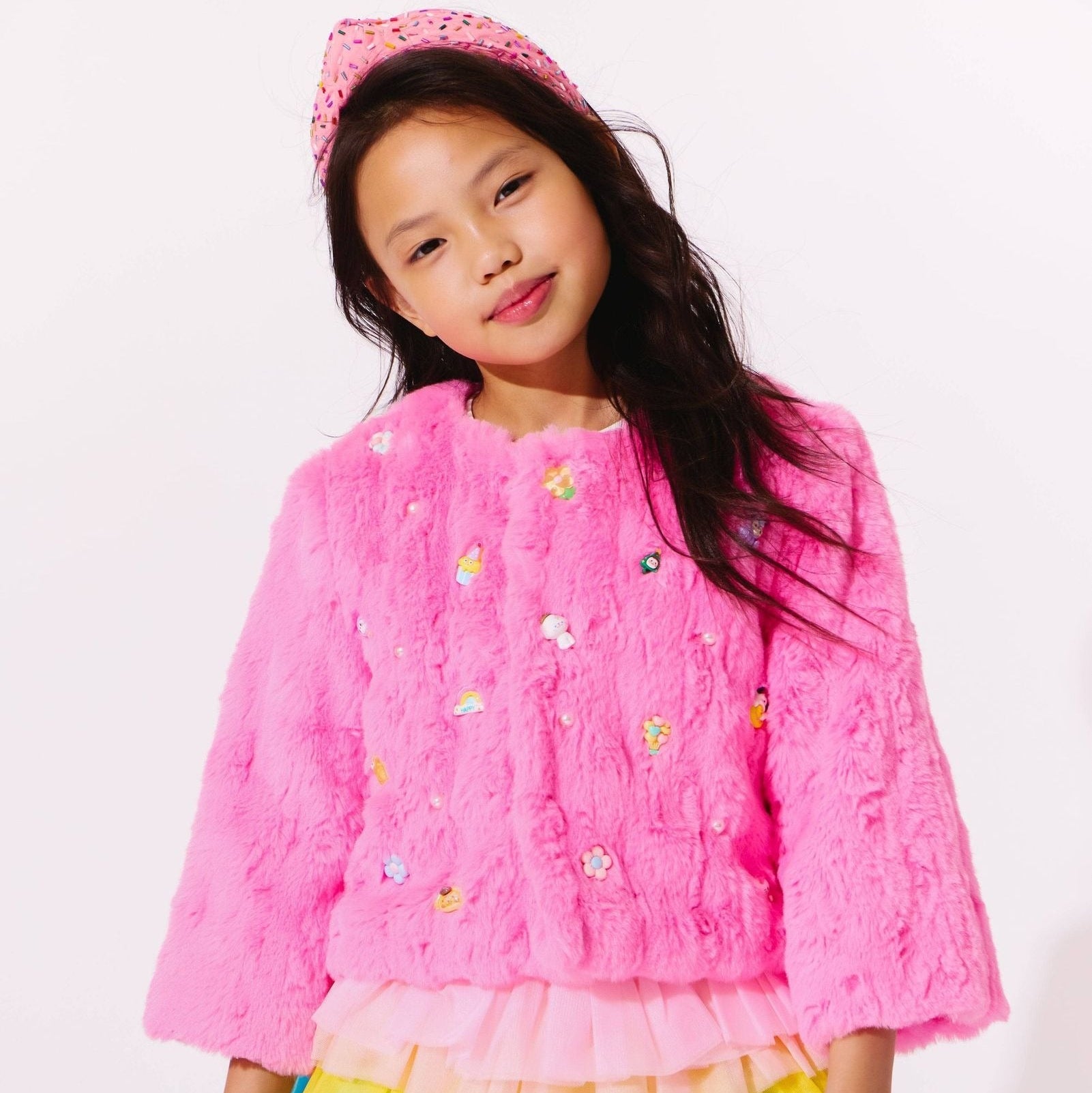 Lola & The Boys Cutie Charms Faux Fur Jacket