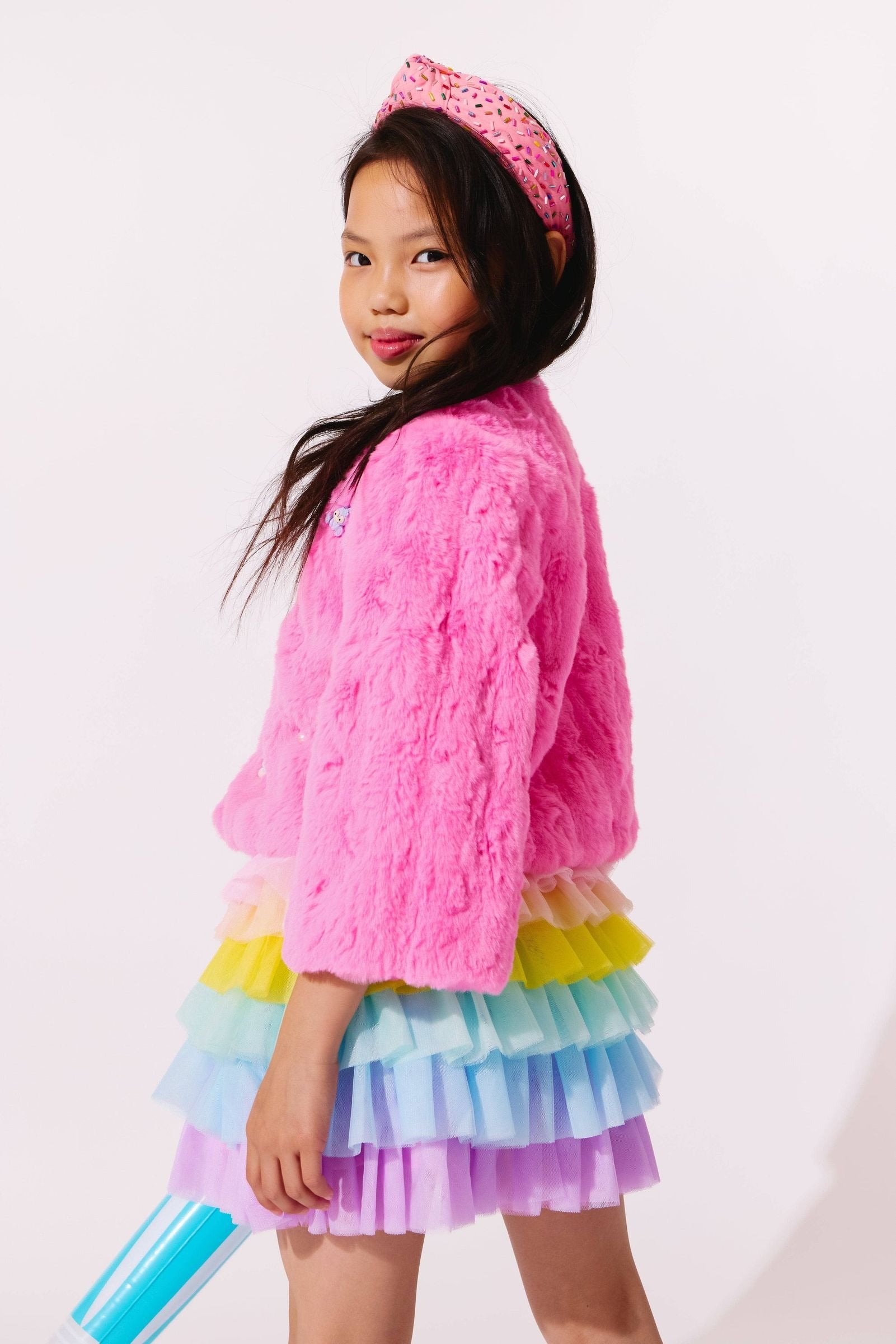 Lola & The Boys Cutie Charms Faux Fur Jacket
