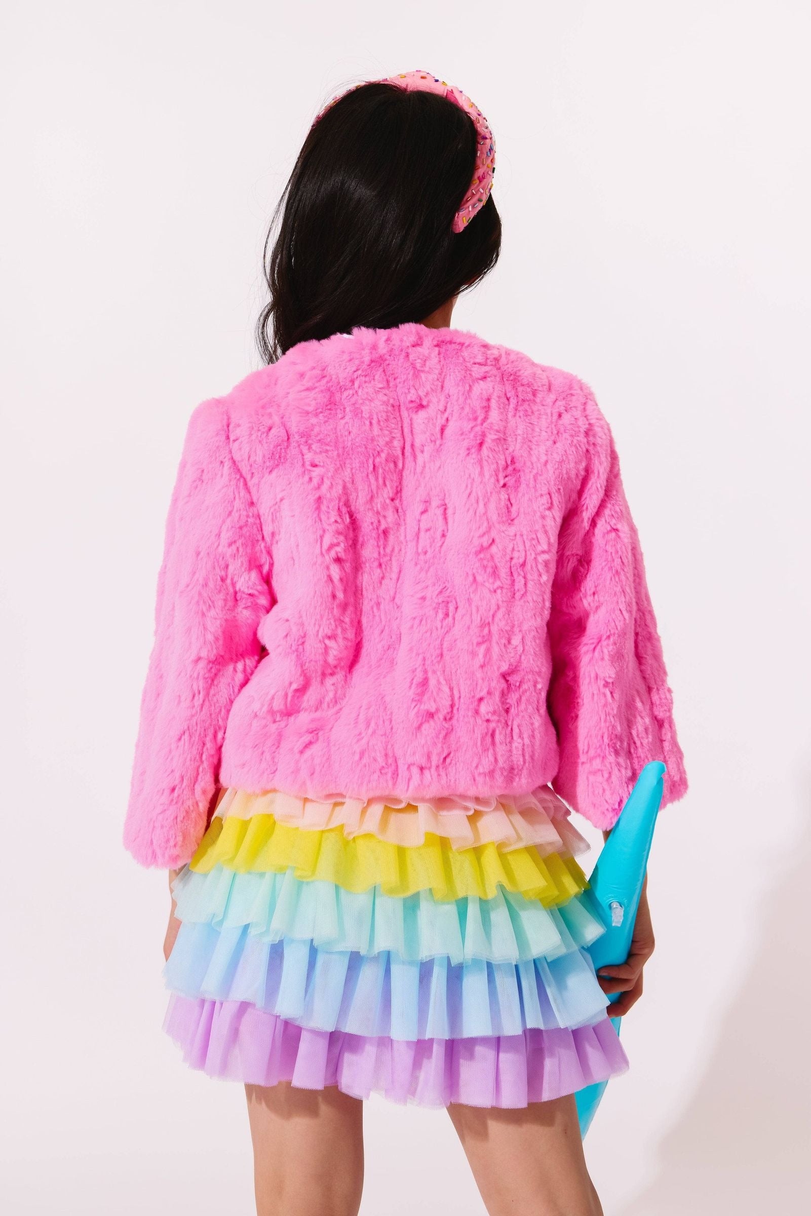 Lola & The Boys Cutie Charms Faux Fur Jacket