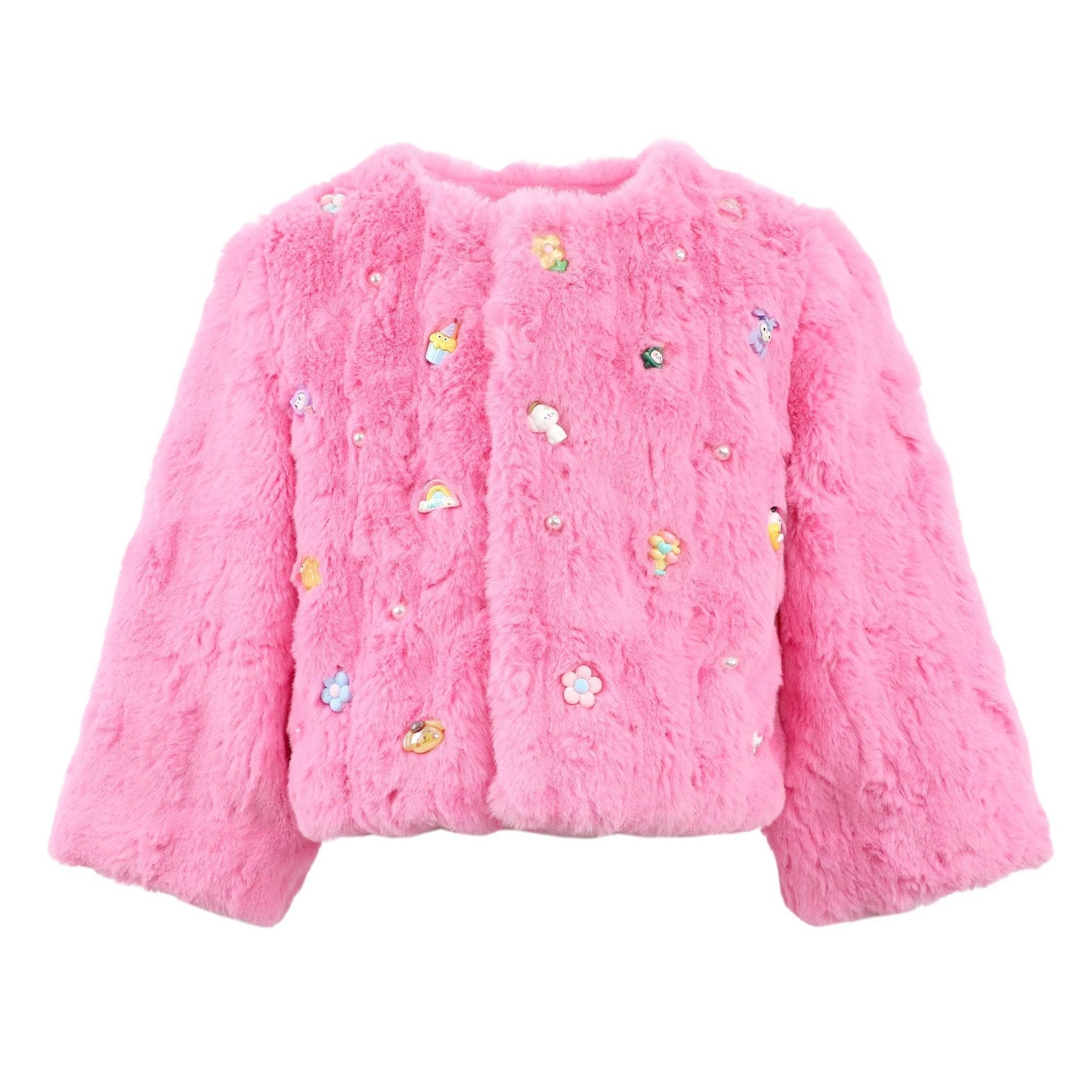 Lola & The Boys Cutie Charms Faux Fur Jacket