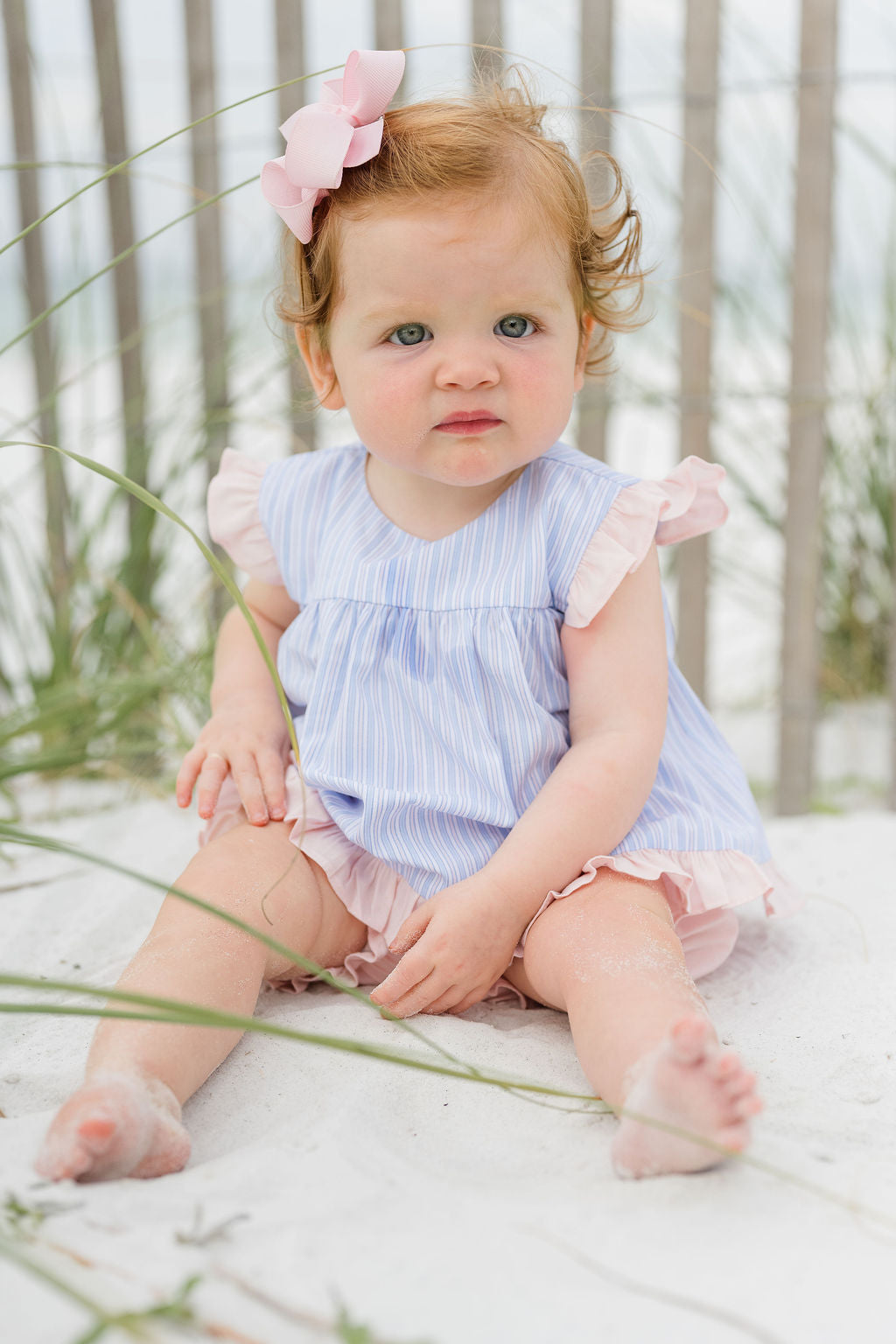 James & Lottie Natalie Bloomer Set, Pink & Blue Stripe