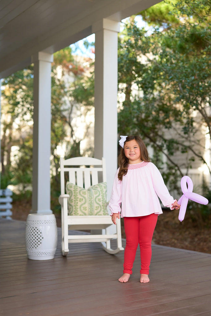 Beaufort Bonnet Bettye Sue Smocked Top, Palm Beach Pink/Richmond Red