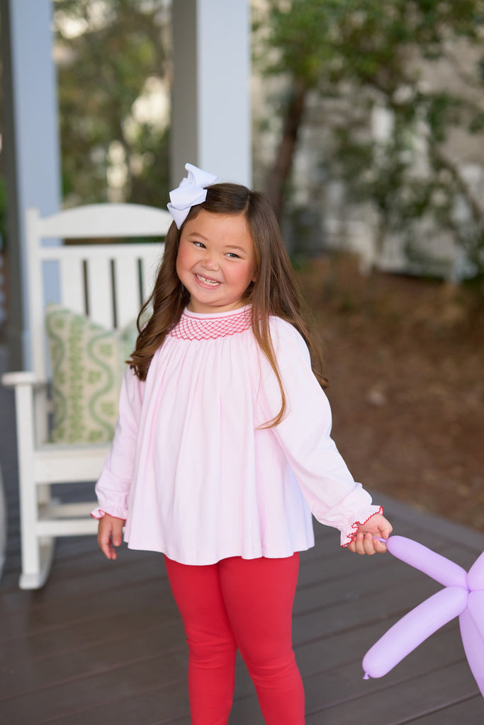 Beaufort Bonnet Bettye Sue Smocked Top, Palm Beach Pink/Richmond Red