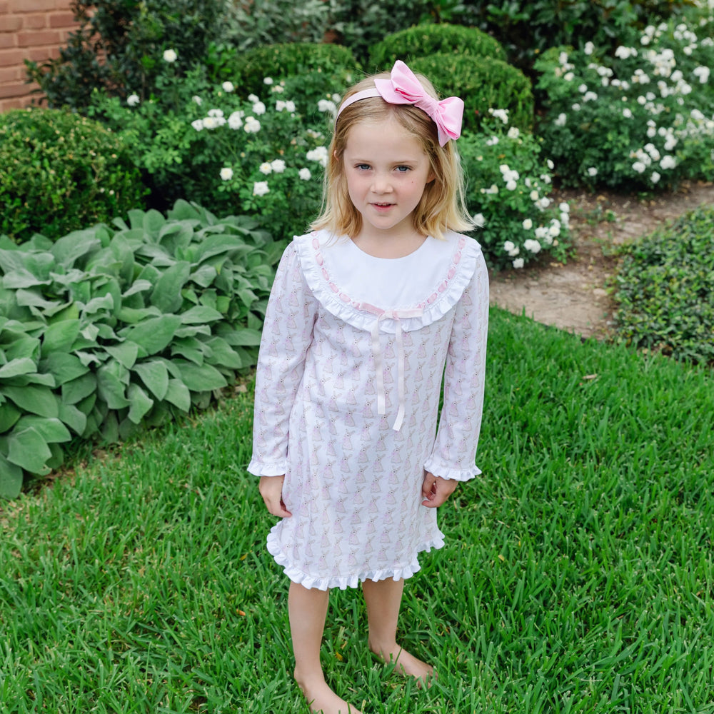 Lila and Hayes Emersyn Girls Dress, Easter Bunnies, Pink