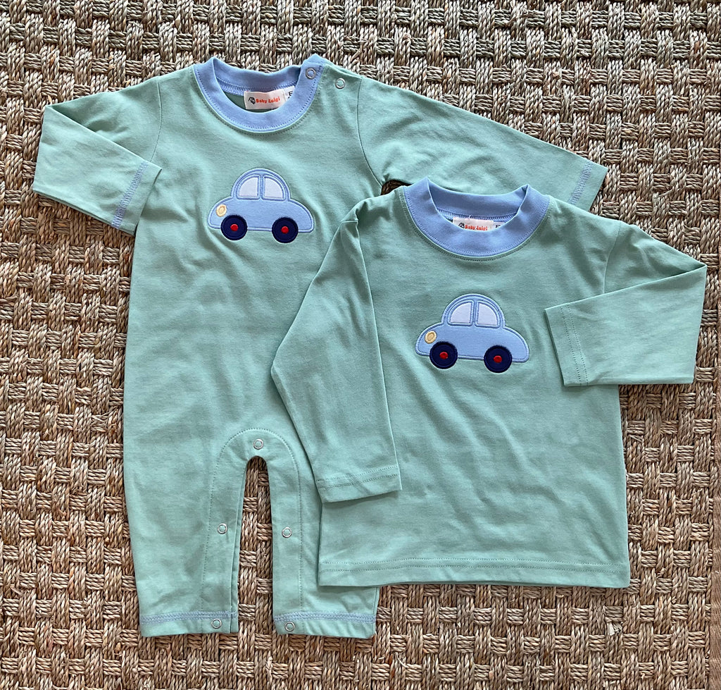 Luigi T-Shirt, Car with Tires on Medium Ambrosia/Sky Blue