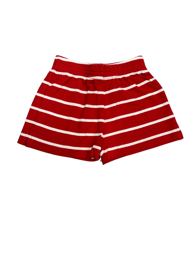 Luigi Jersey Shorts, Deep Red Stripe