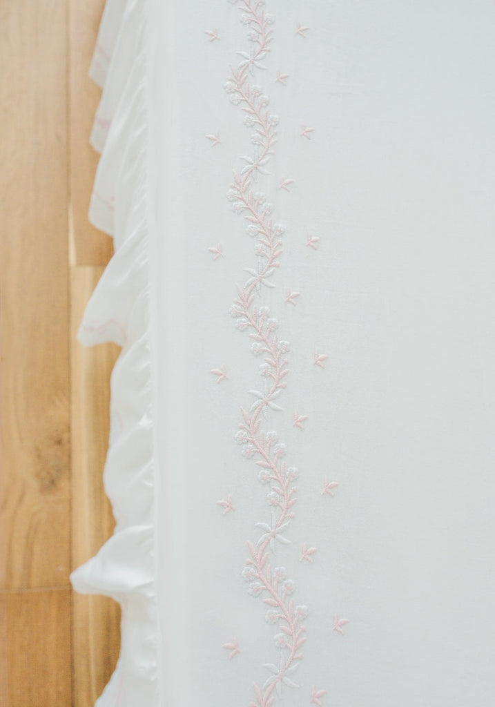 Little English Embroidered Crib Sheet, Blush