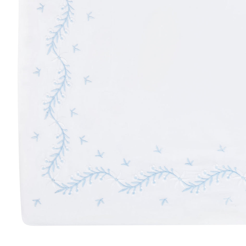 Little English Embroidered Crib Sheet, Sky