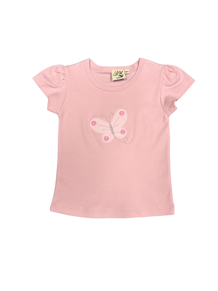 Luigi Tee, Butterfly with Flowers on Lt Pink