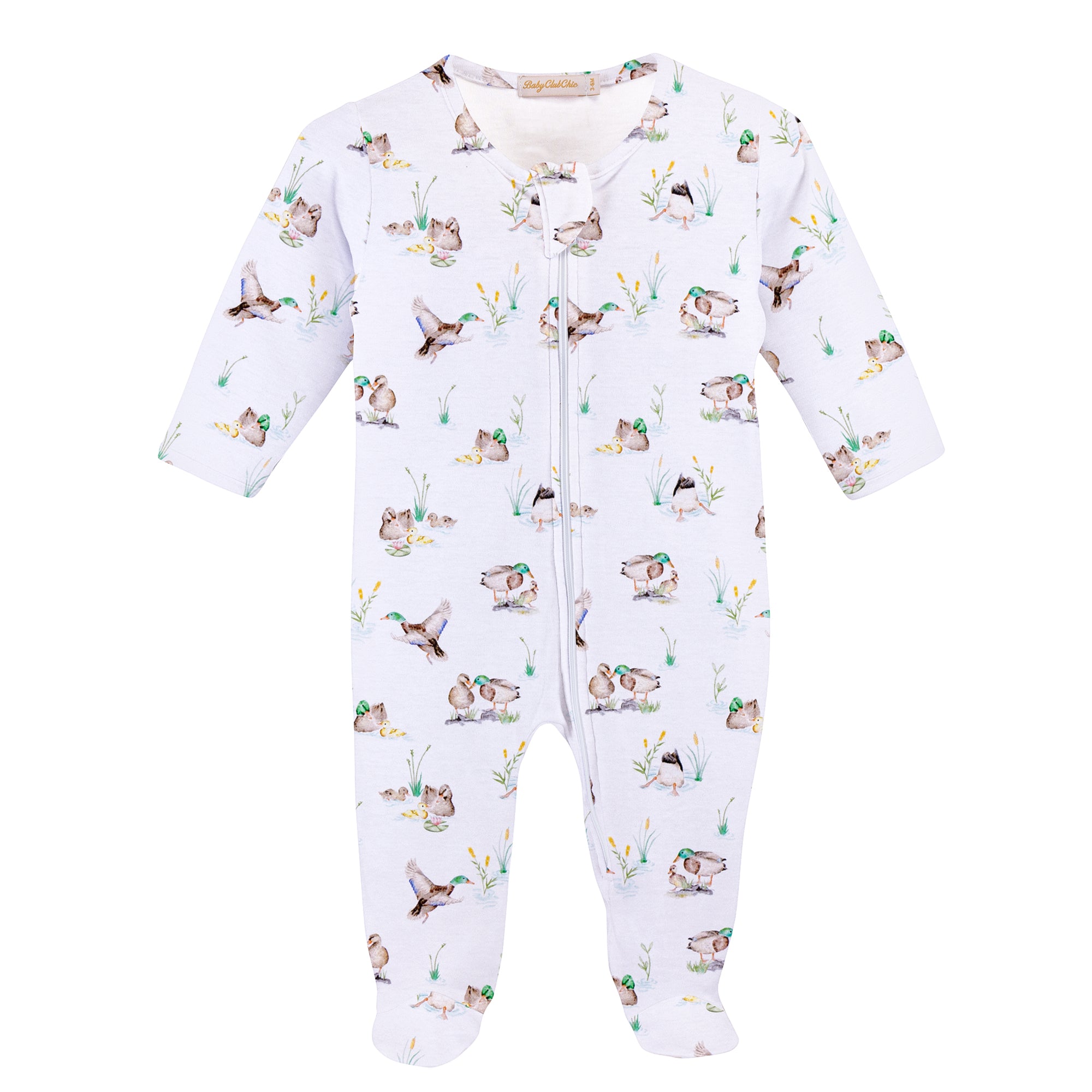 Baby Club Chic Duck Pond Printed Zipped Footie