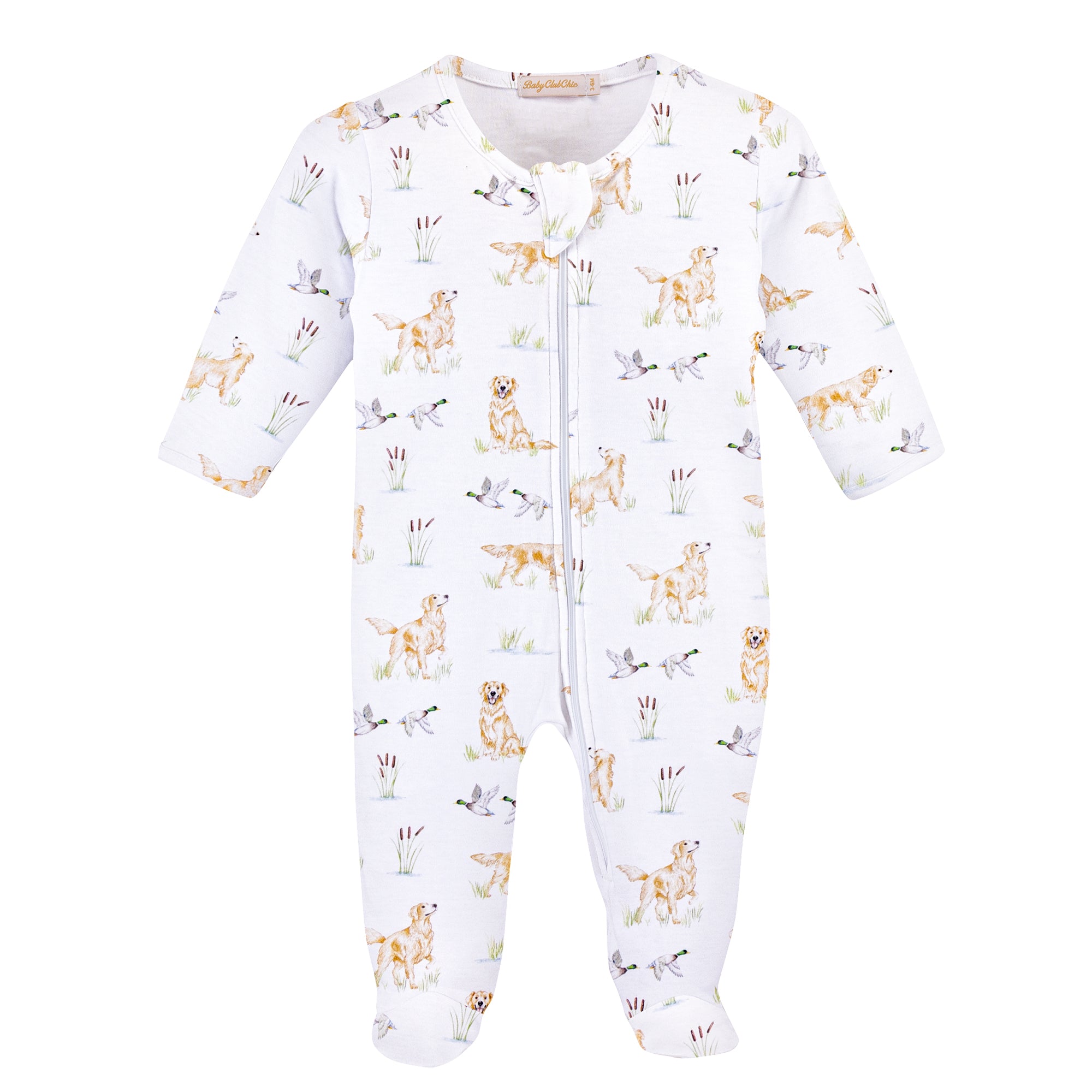 Baby Club Chic Golden & Mallard Printed Zipped Footie