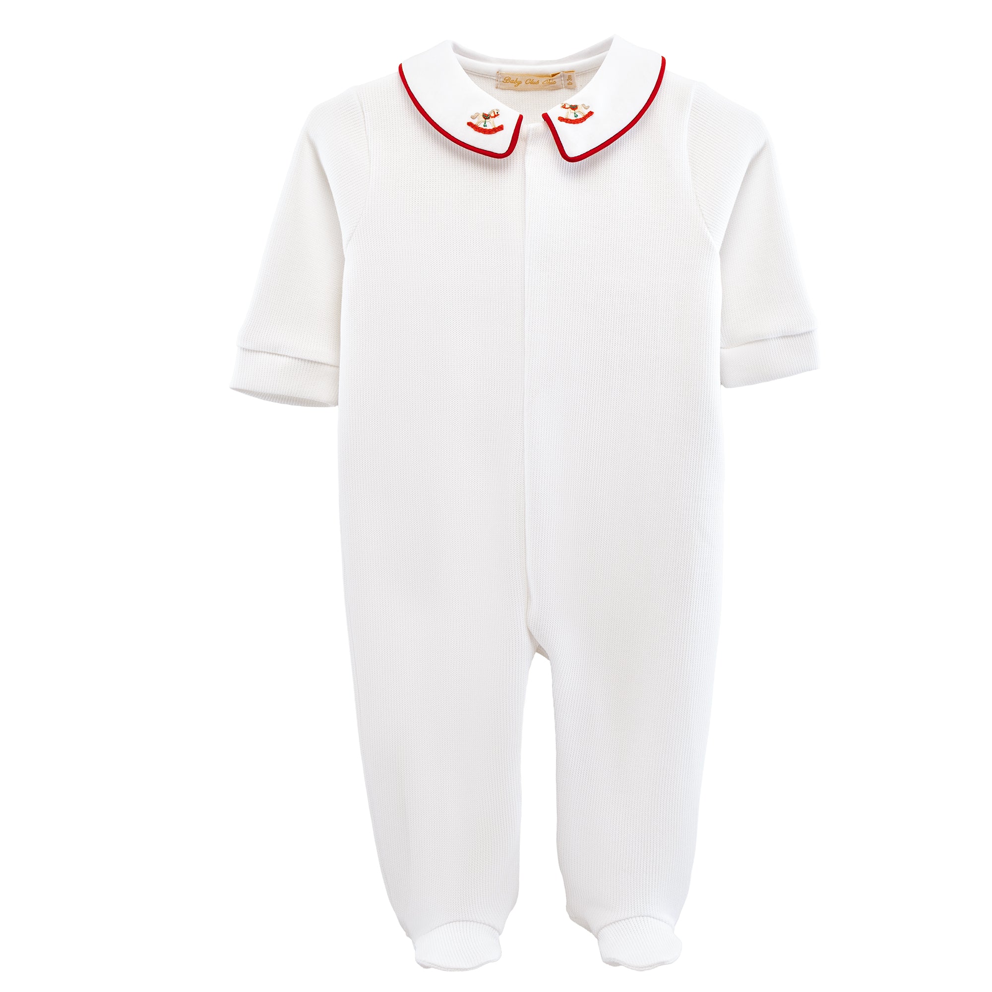 Baby Club Chic My First Christmas Jacquard Collared Footie