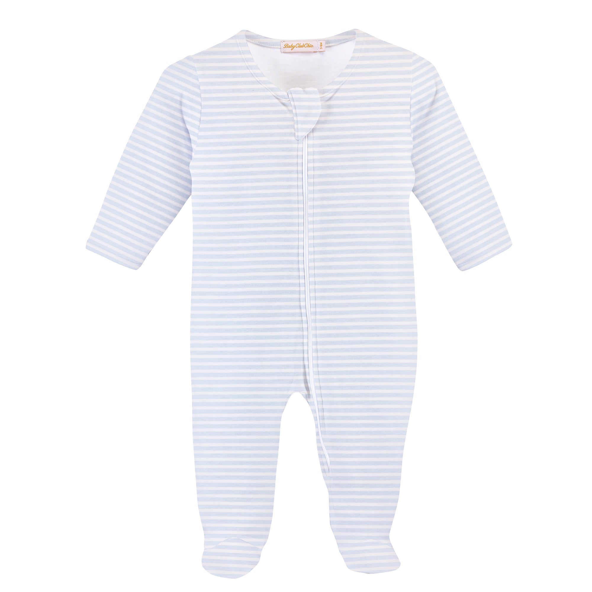 Baby Club Chic Light Blue Stripes Zipped Footie