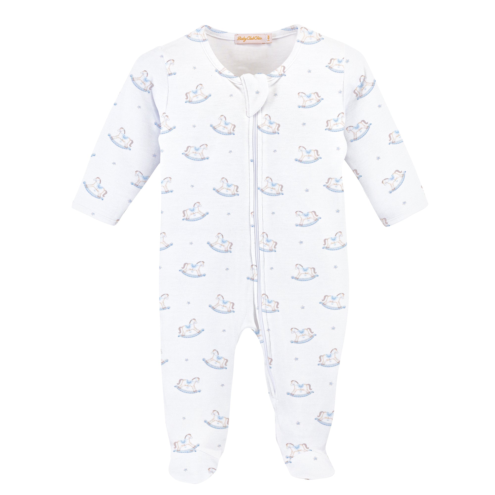 Baby Club Chic Tiny Rocking Horse Printed Zipped Footie