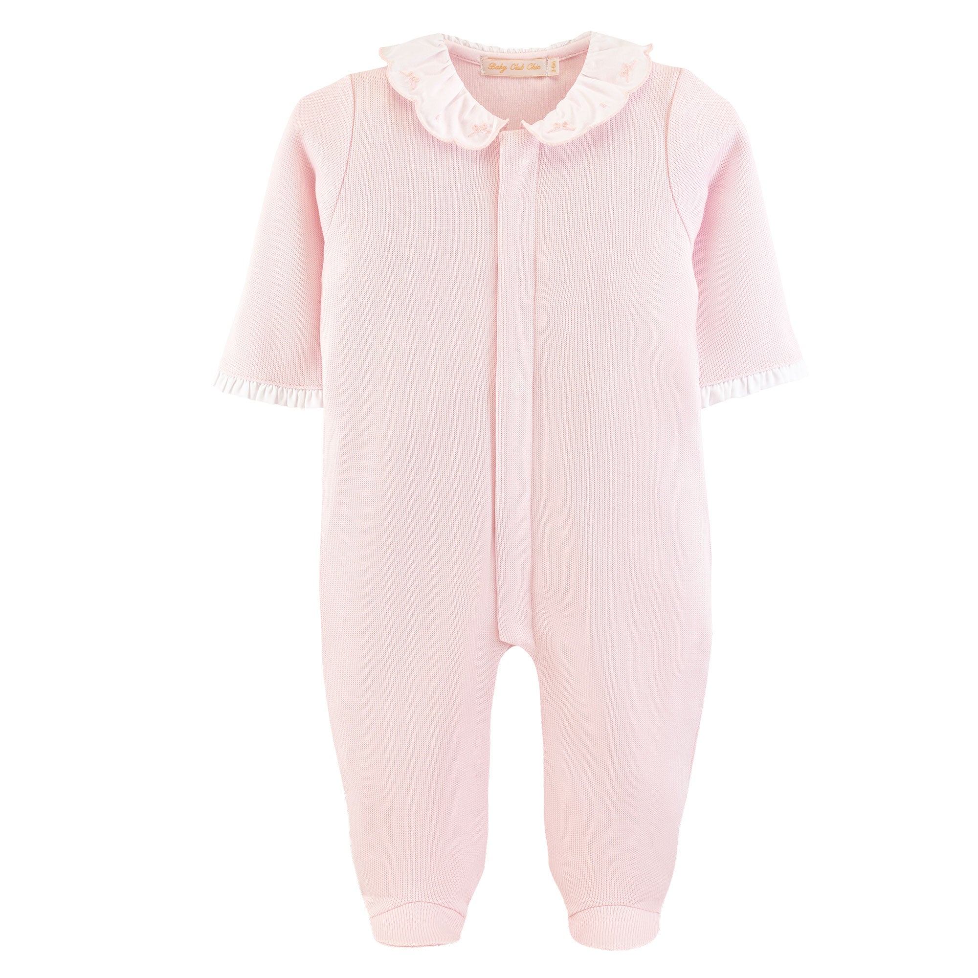 Baby Club Chic Pretty Bows & Roses Jacquard Collared Footie