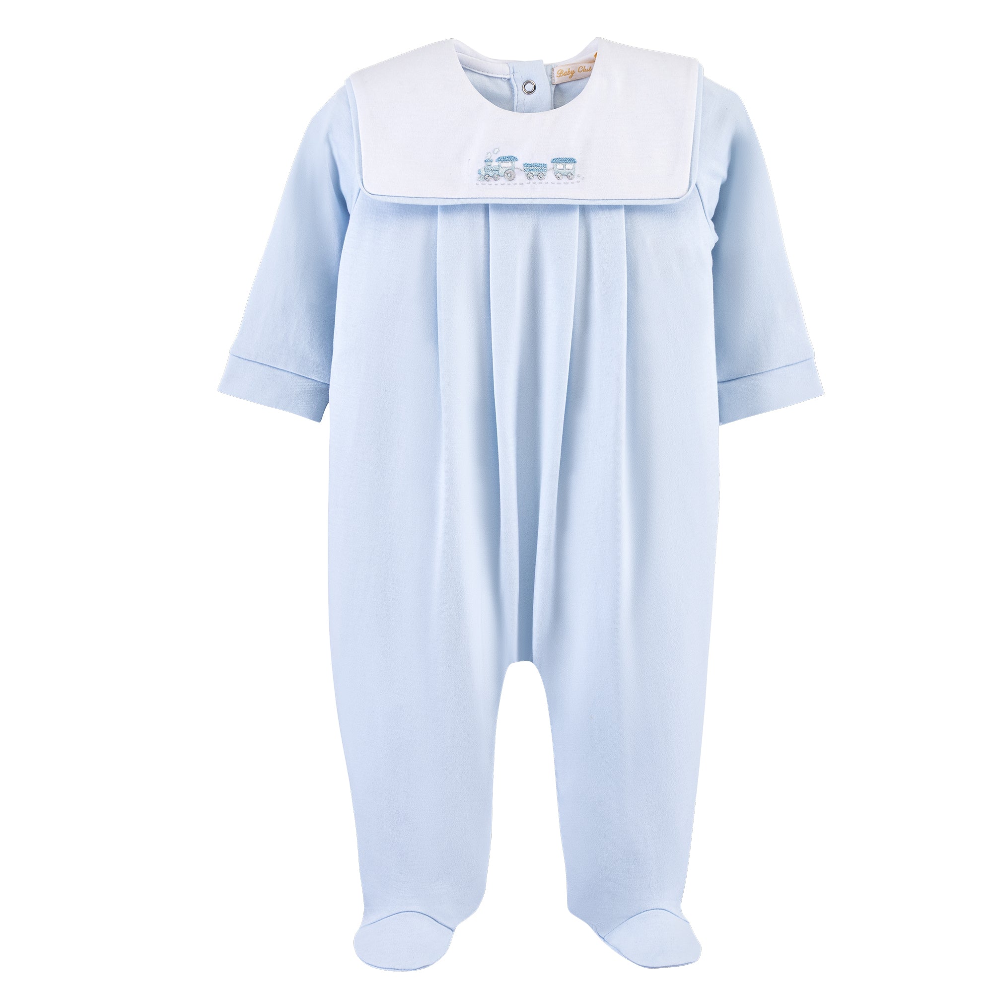 Baby Club Chic Tiny Choo Choo Bib Collared Footie