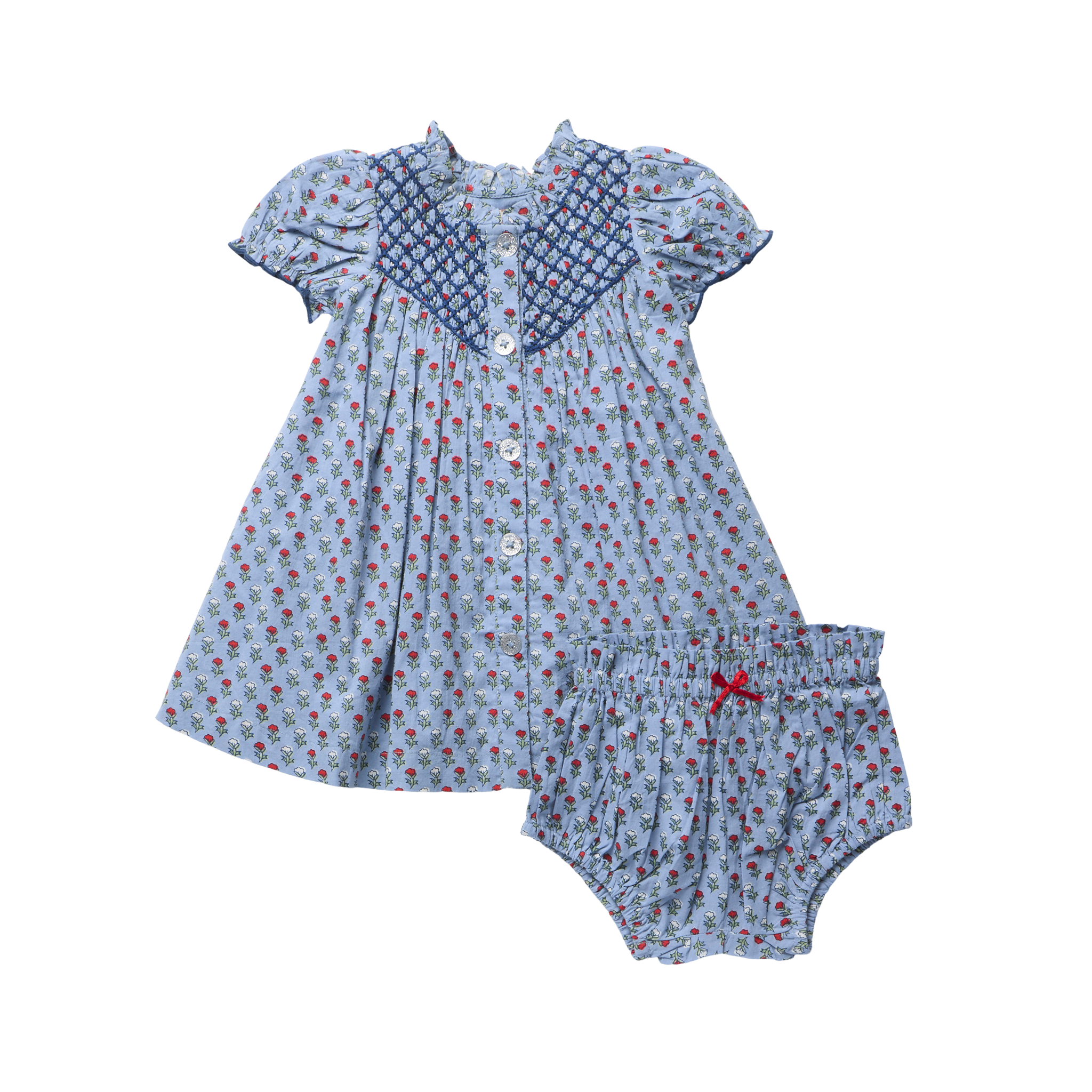 Pink Chicken Lucia Dress Set, Light Blue Carnation