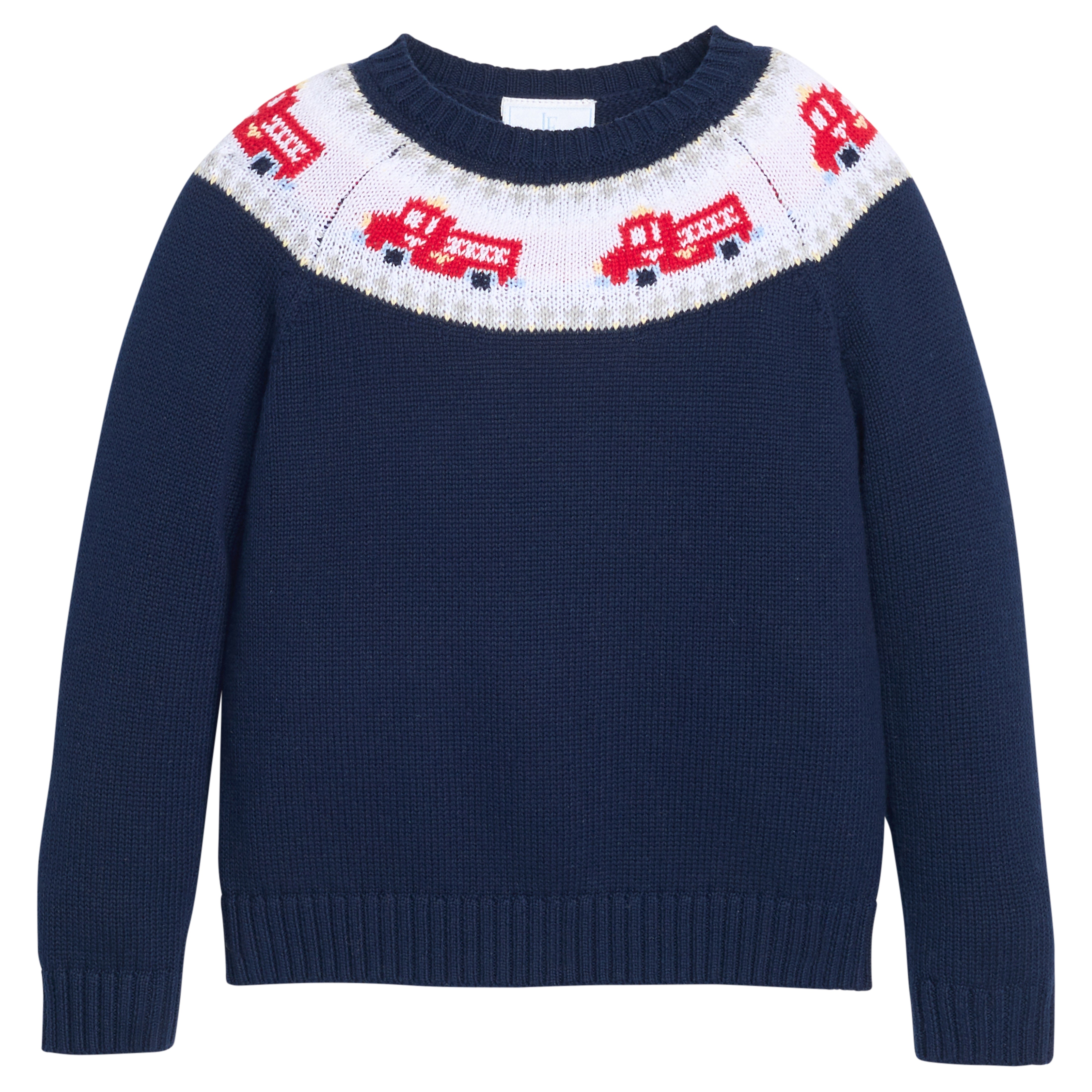 Little English Fair Isle Sweater, Fire Truck