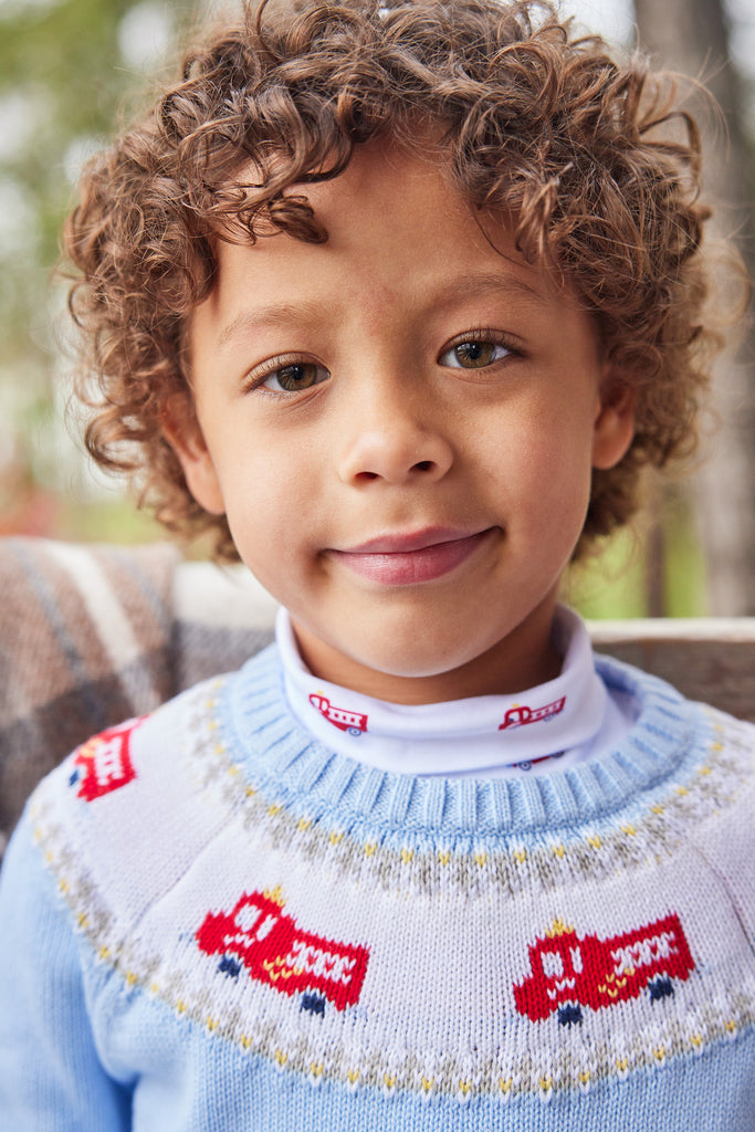 Little English Fire Truck Fair Isle Sweater