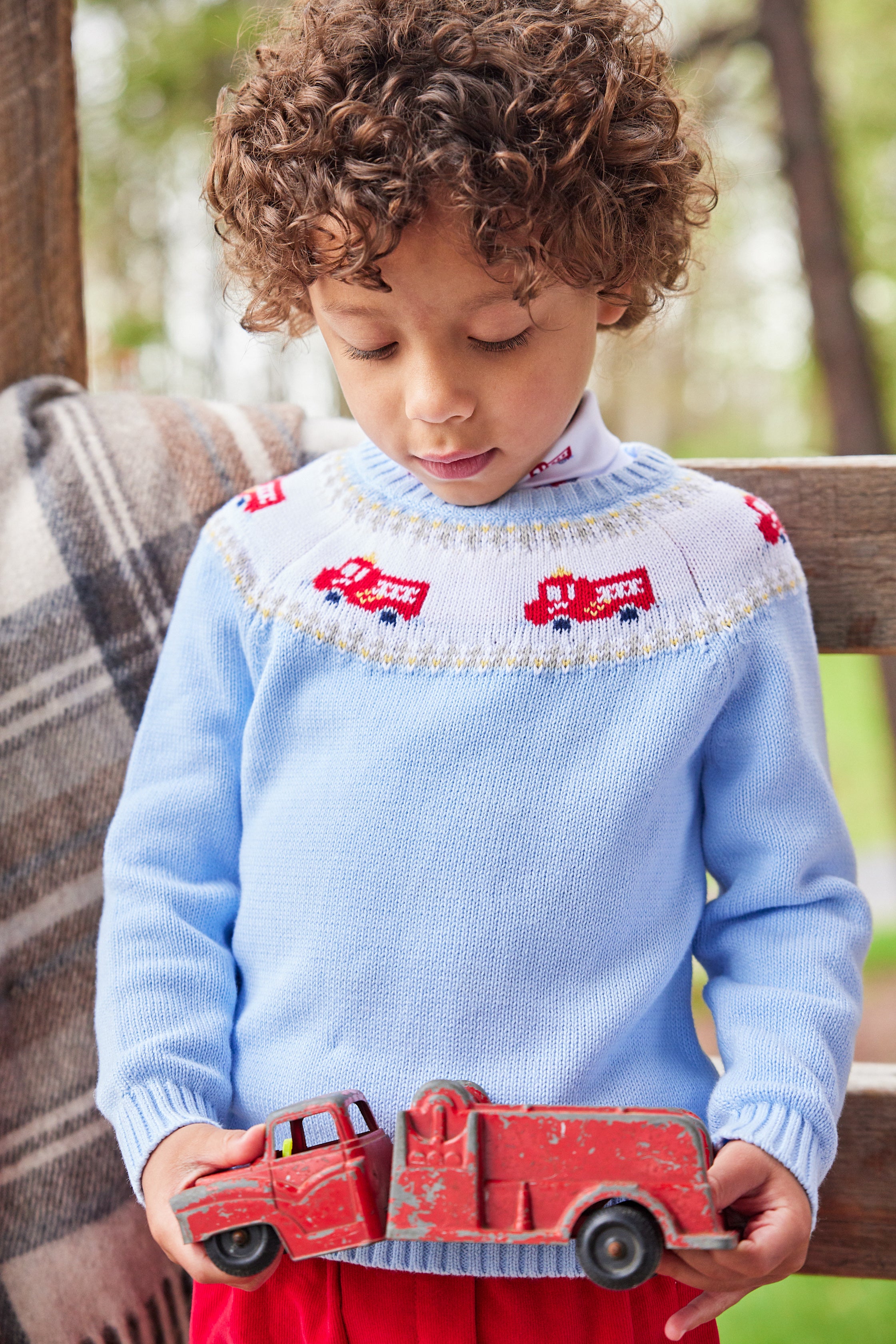 Little English Fire Truck Fair Isle Sweater