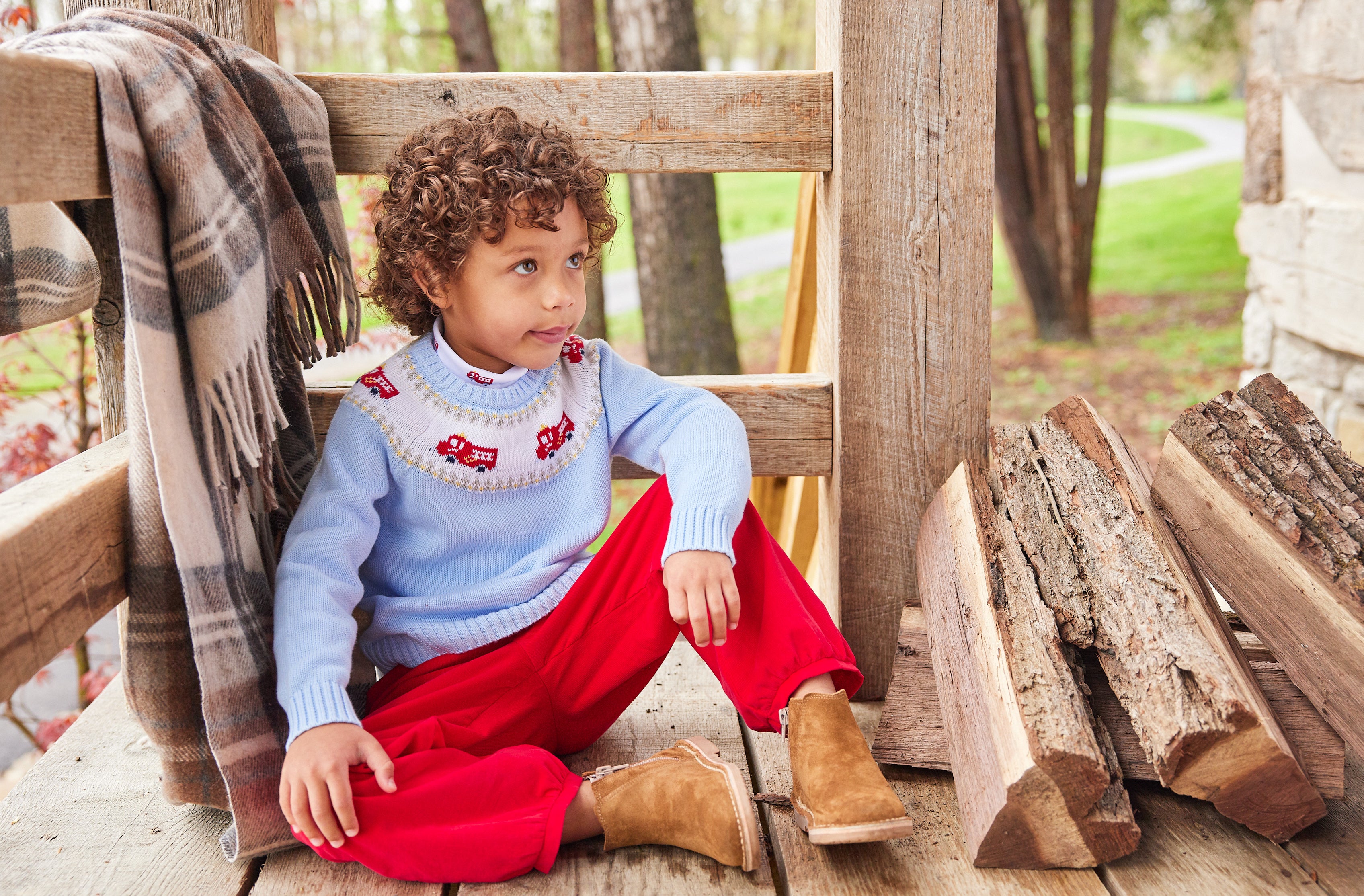 Little English Fire Truck Fair Isle Sweater