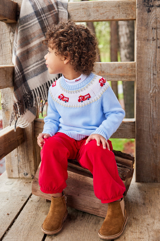 Little English Fire Truck Fair Isle Sweater