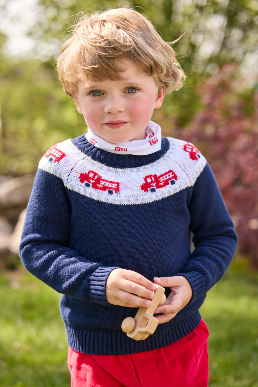 Little English Fair Isle Sweater, Fire Truck