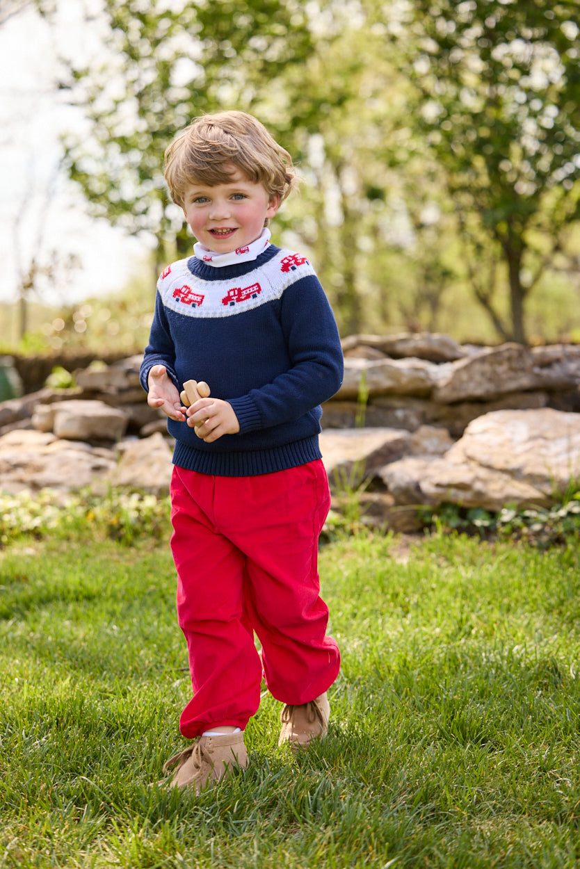 Little English Banded Pant, Red Corduroy