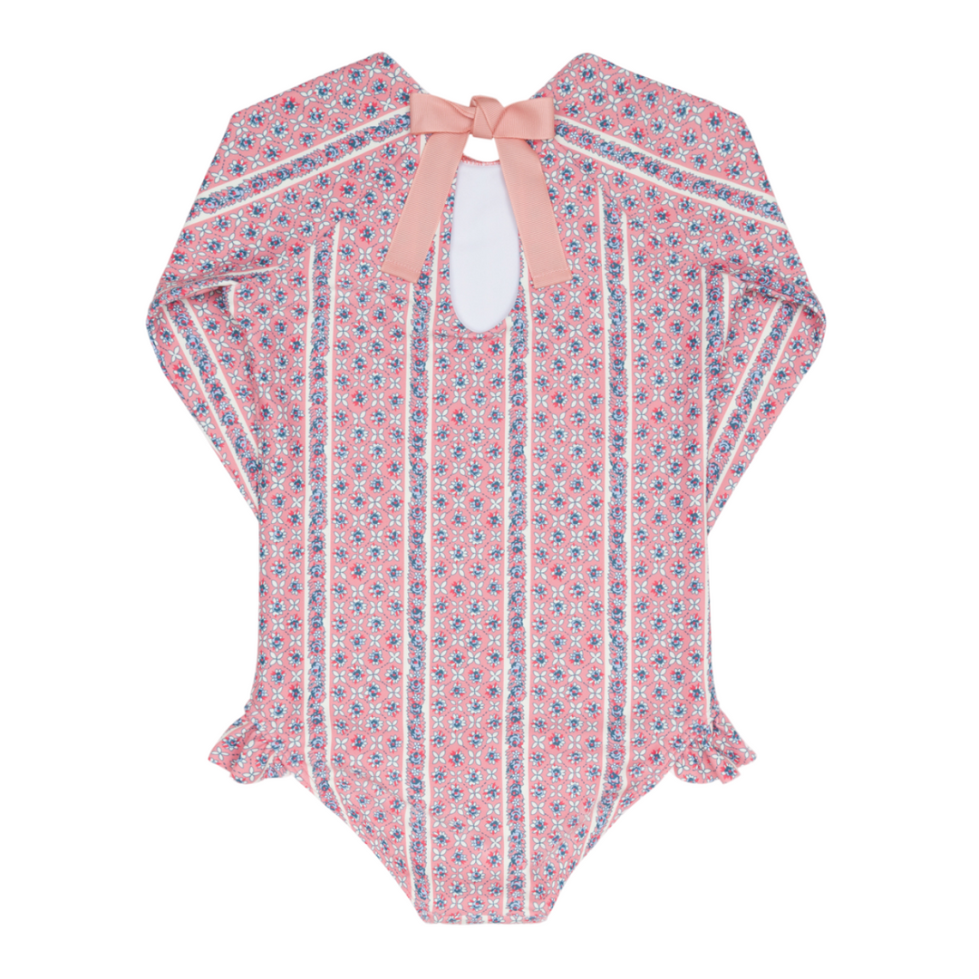 Minnow Floral Tile Rashguard One Piece